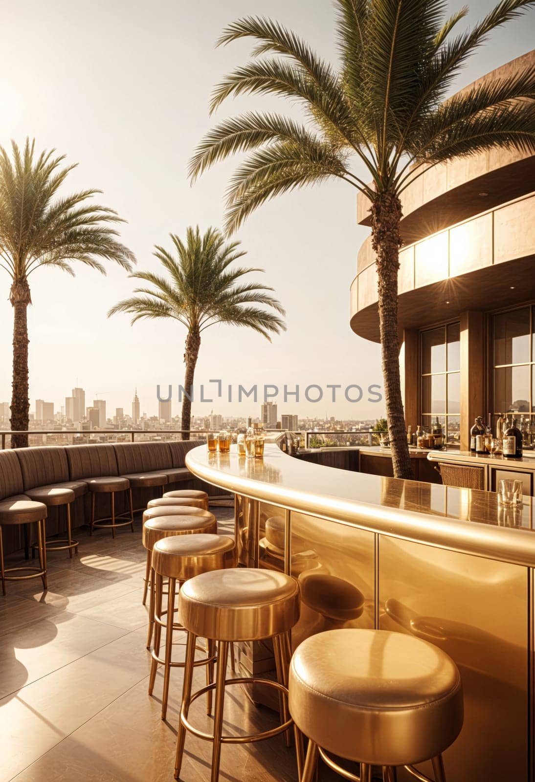 AI generated of the rooftop lounge at the hotel la brea