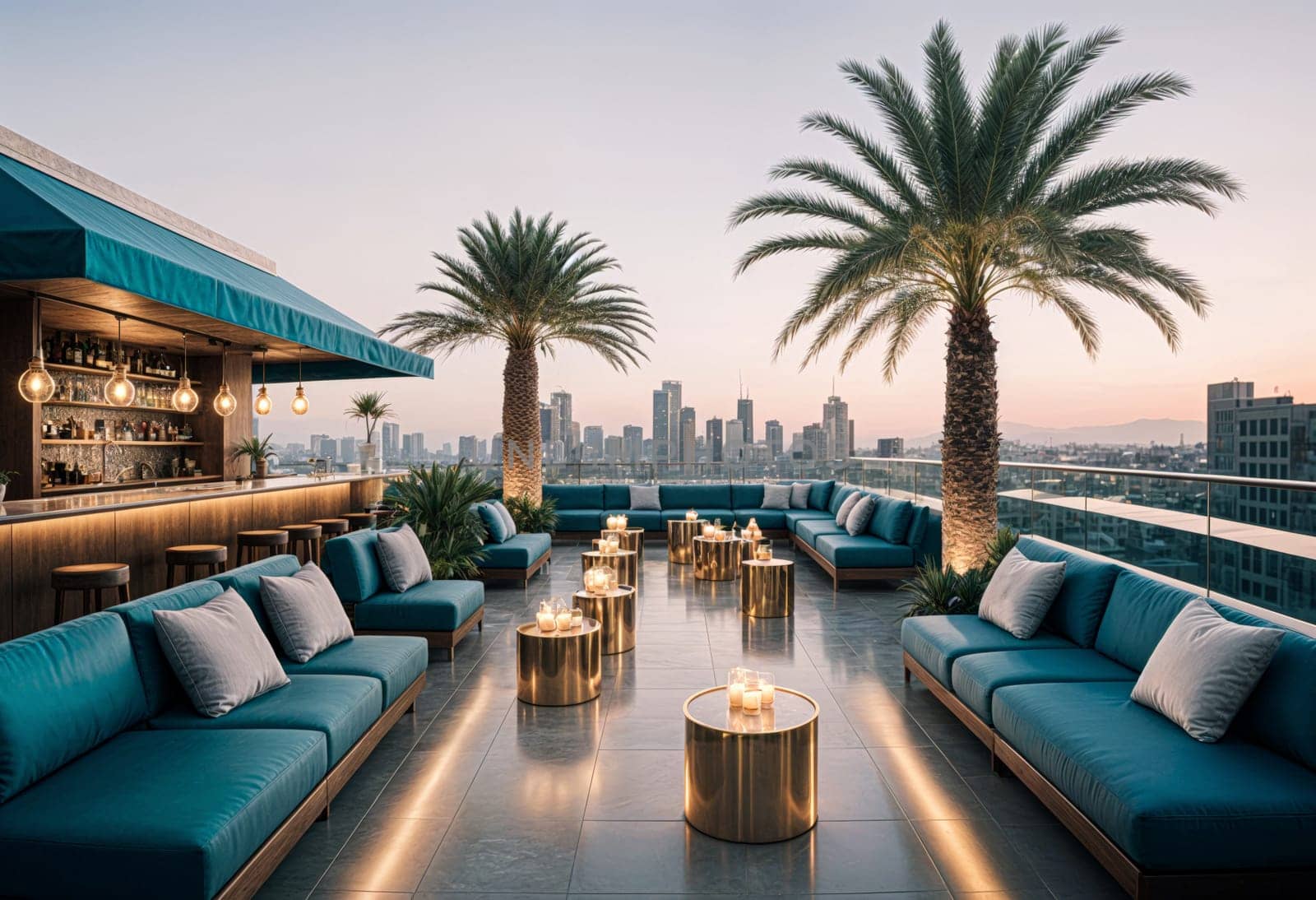 AI generated of the rooftop lounge at the hotel la brea
