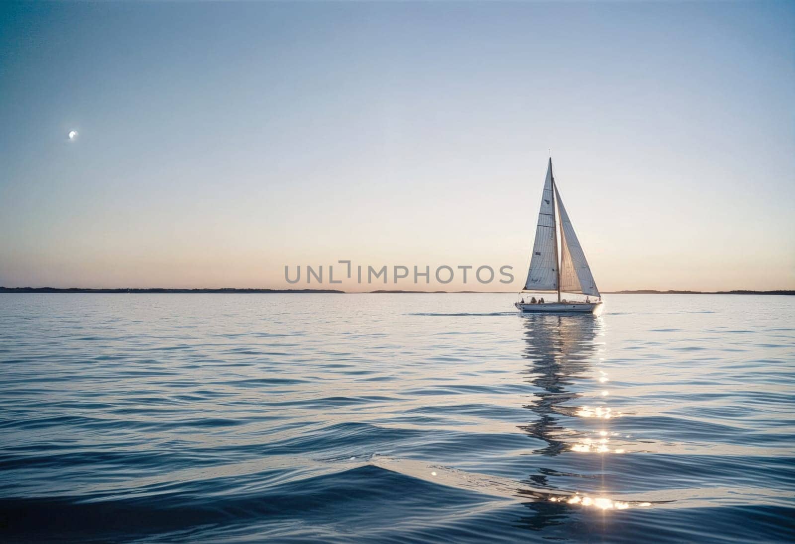 AI generated of a sailboat is sailing on the water at sunset