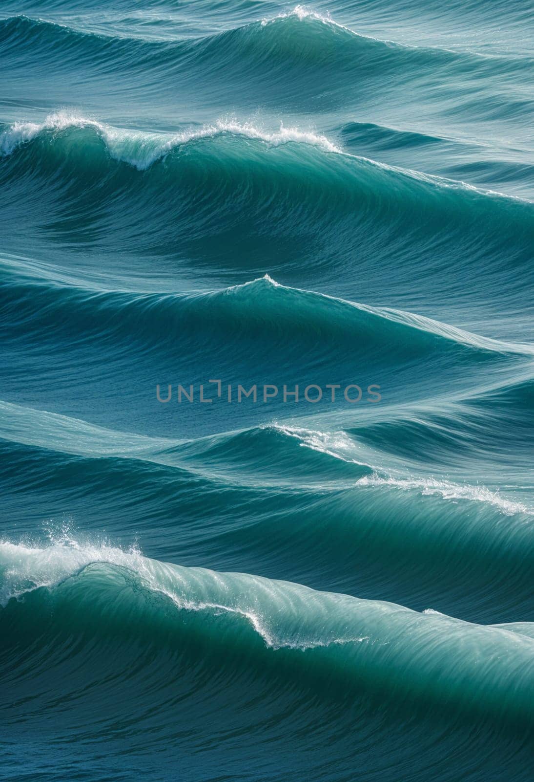 AI generated of a photo of waves in the ocean in turqoise color