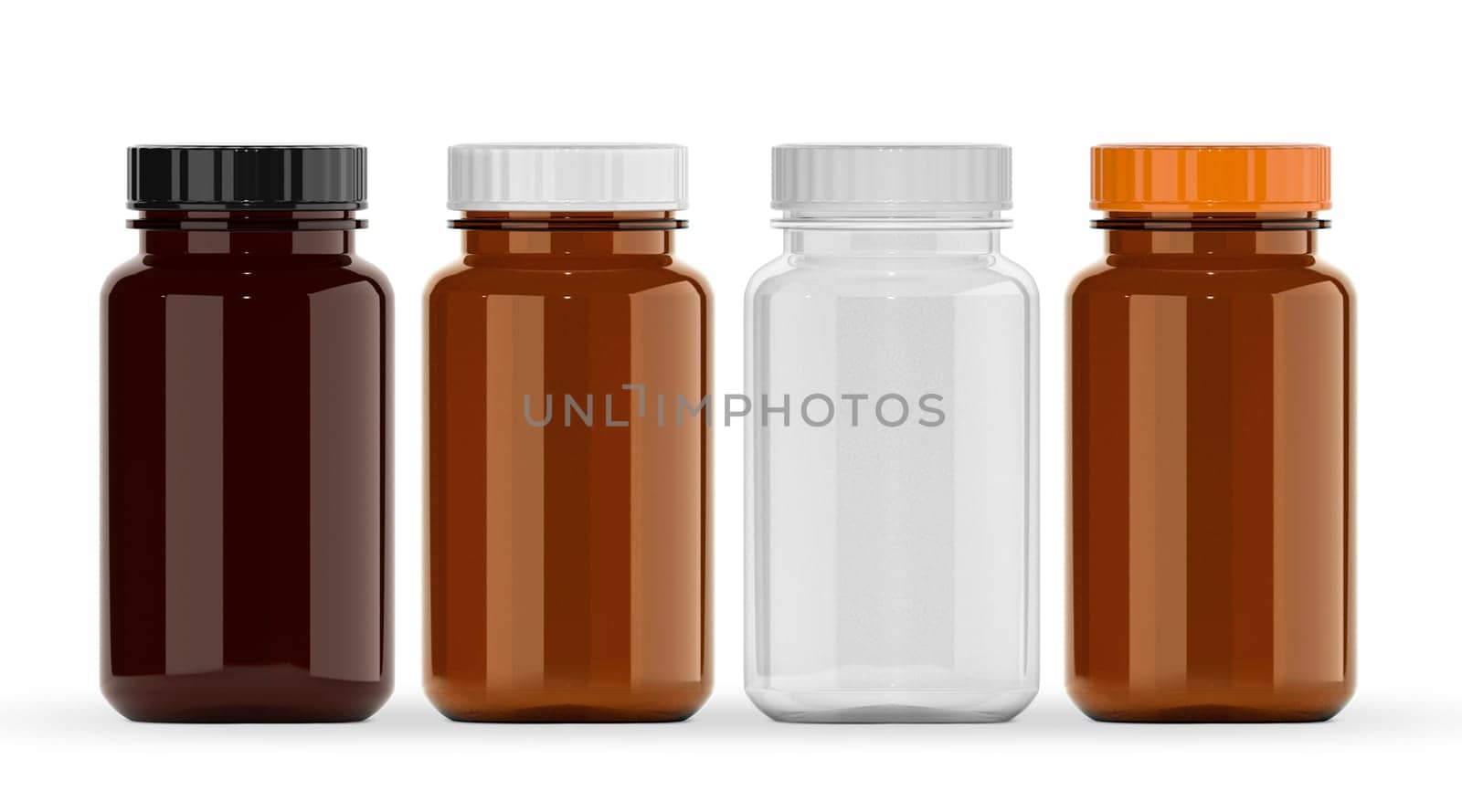 Empty glass supplement bottle for medicine