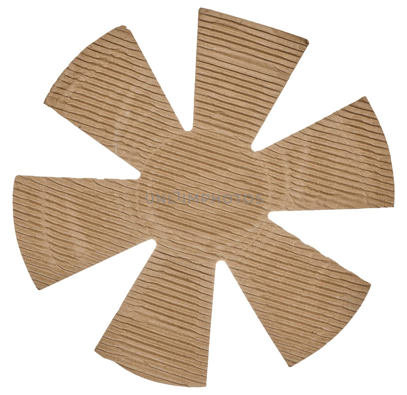 Partition for storing and transporting plates made of brown corrugated cardboard on an isolated background
