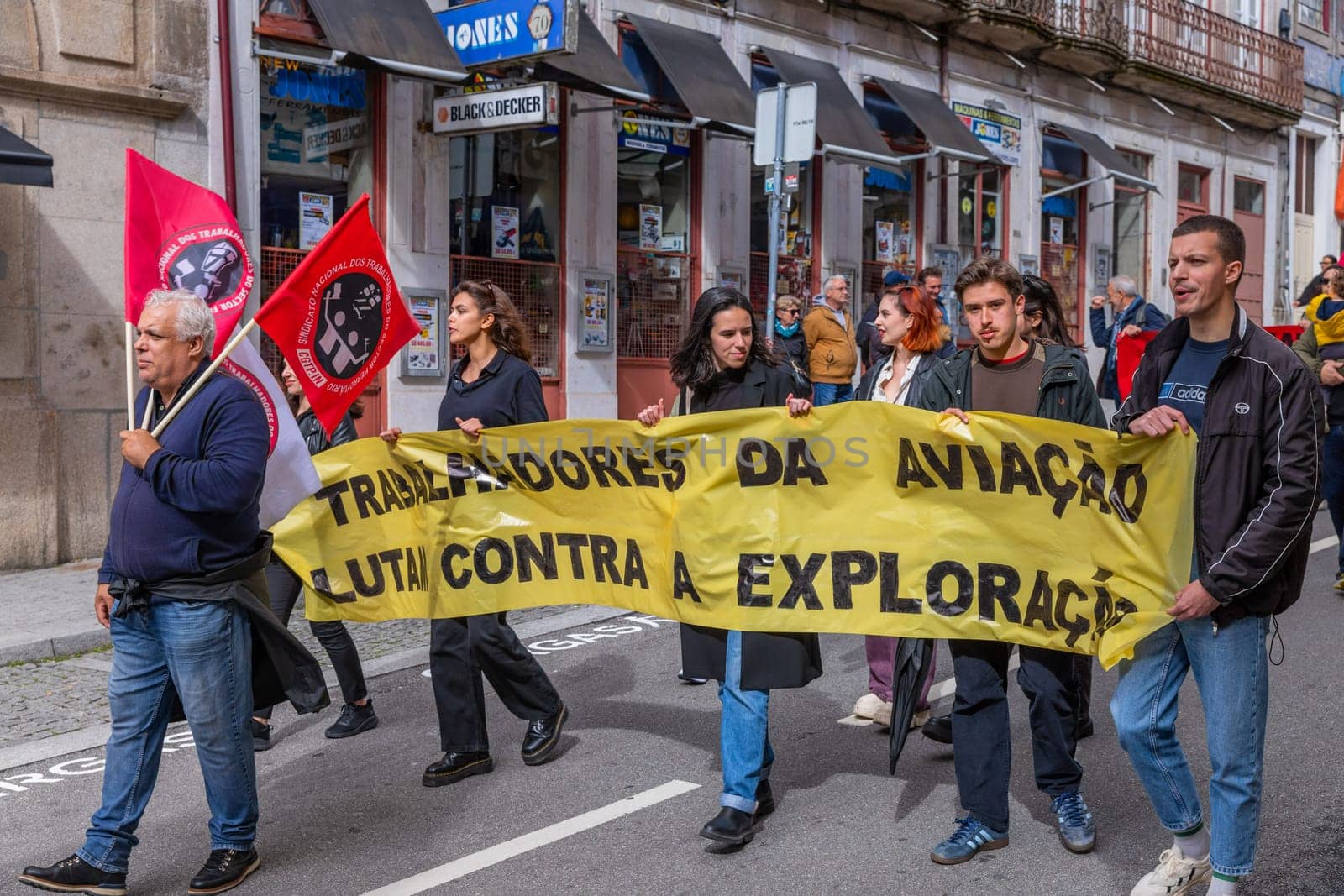 Porto, Portugal: May 1, 2024: Celebration and Protest of the May 1in Portugal, Labour Day, in Porto, Portugal