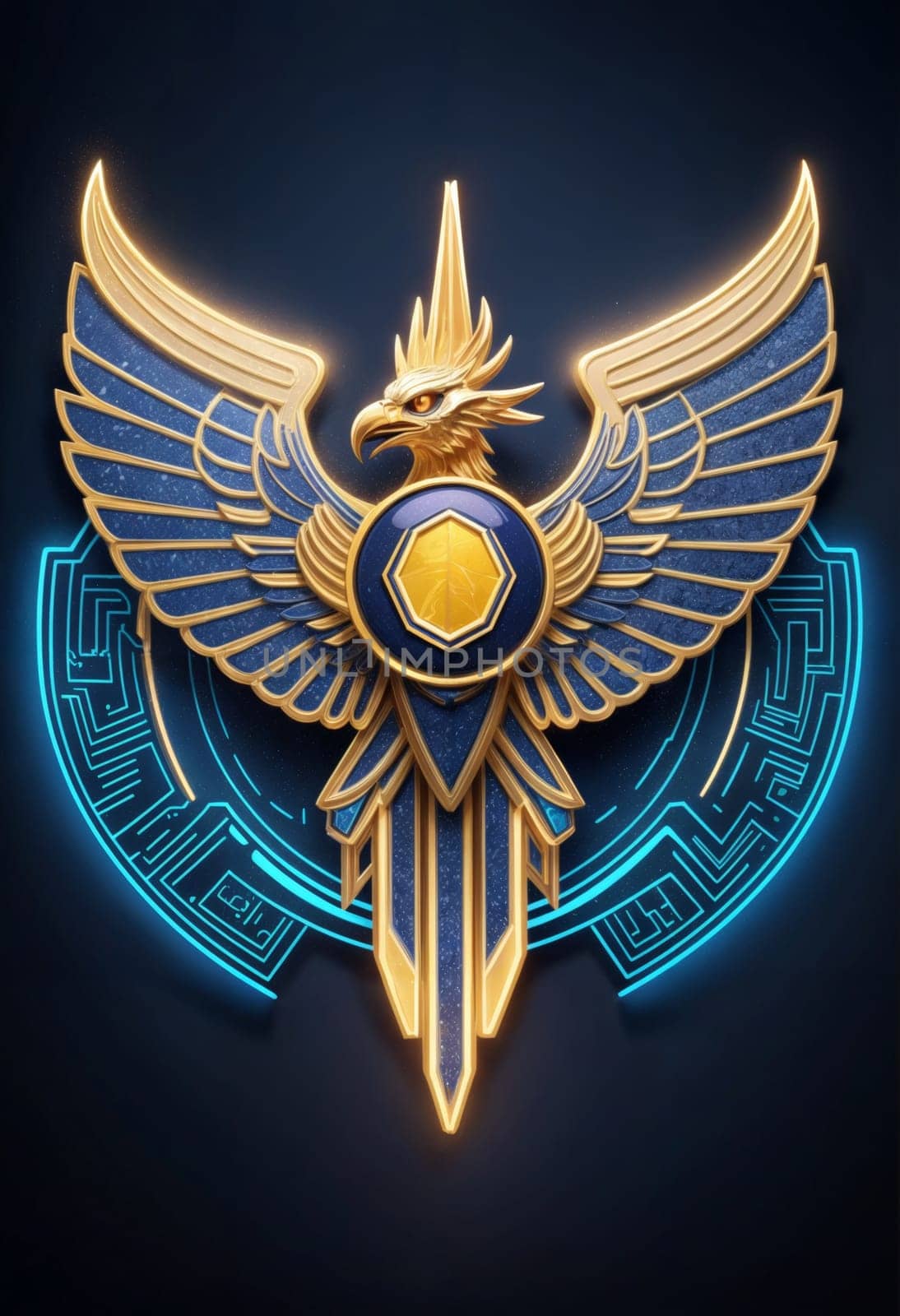 AI generated of the golden garuda logo on a dark background