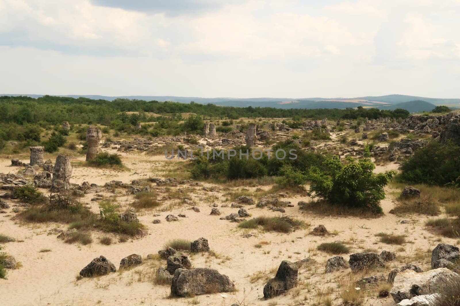 View over the stone forest of Pobiti Kamani near Varna, Bulgaria 2022