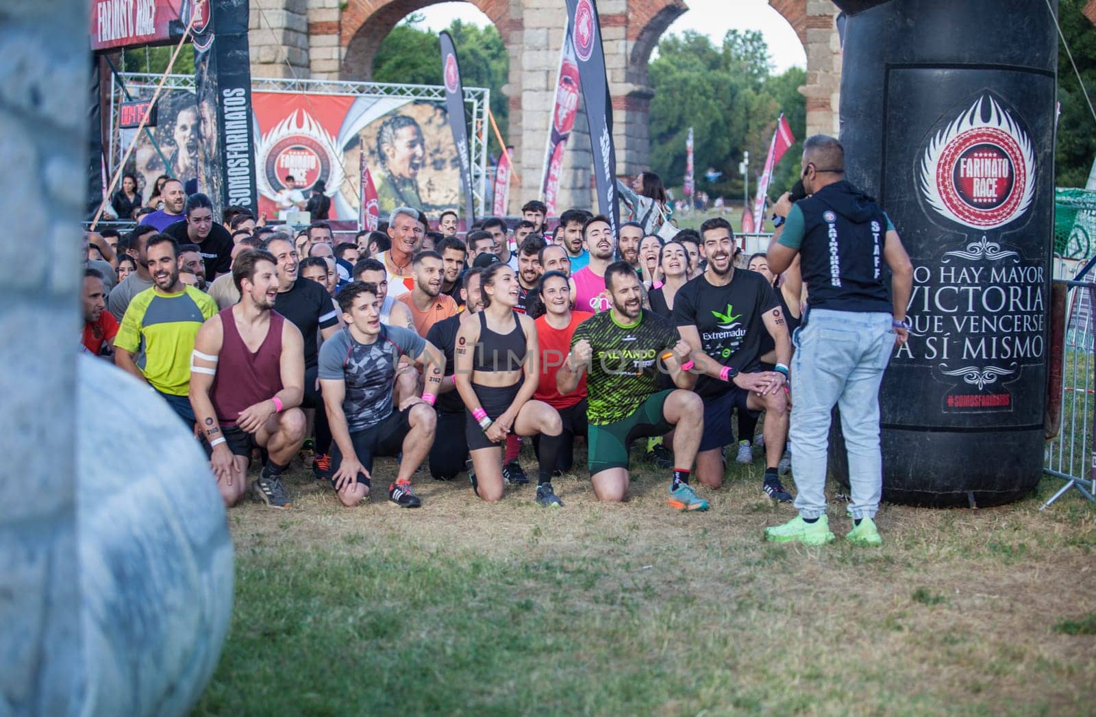 Merida, Spain - May 18th, 2024: FarinatoRace Merida 2024. Participants takes their oath at the start