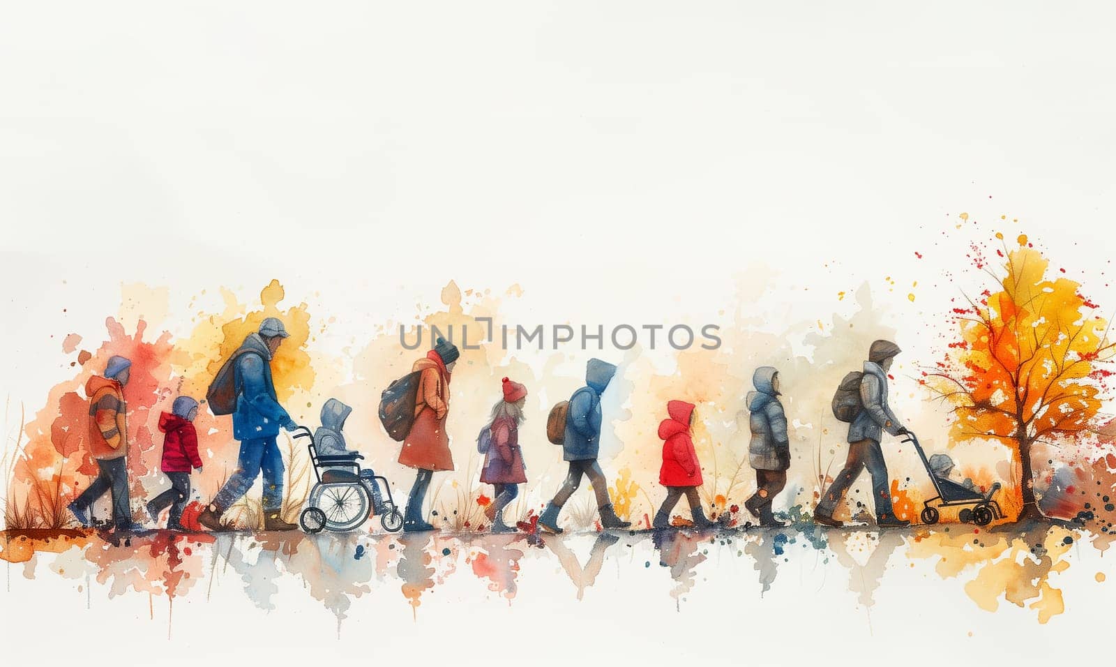 People, family with children and grandparents, friendship, humanitarian aid and respect, support of handicapped senior and child in a wheelchair