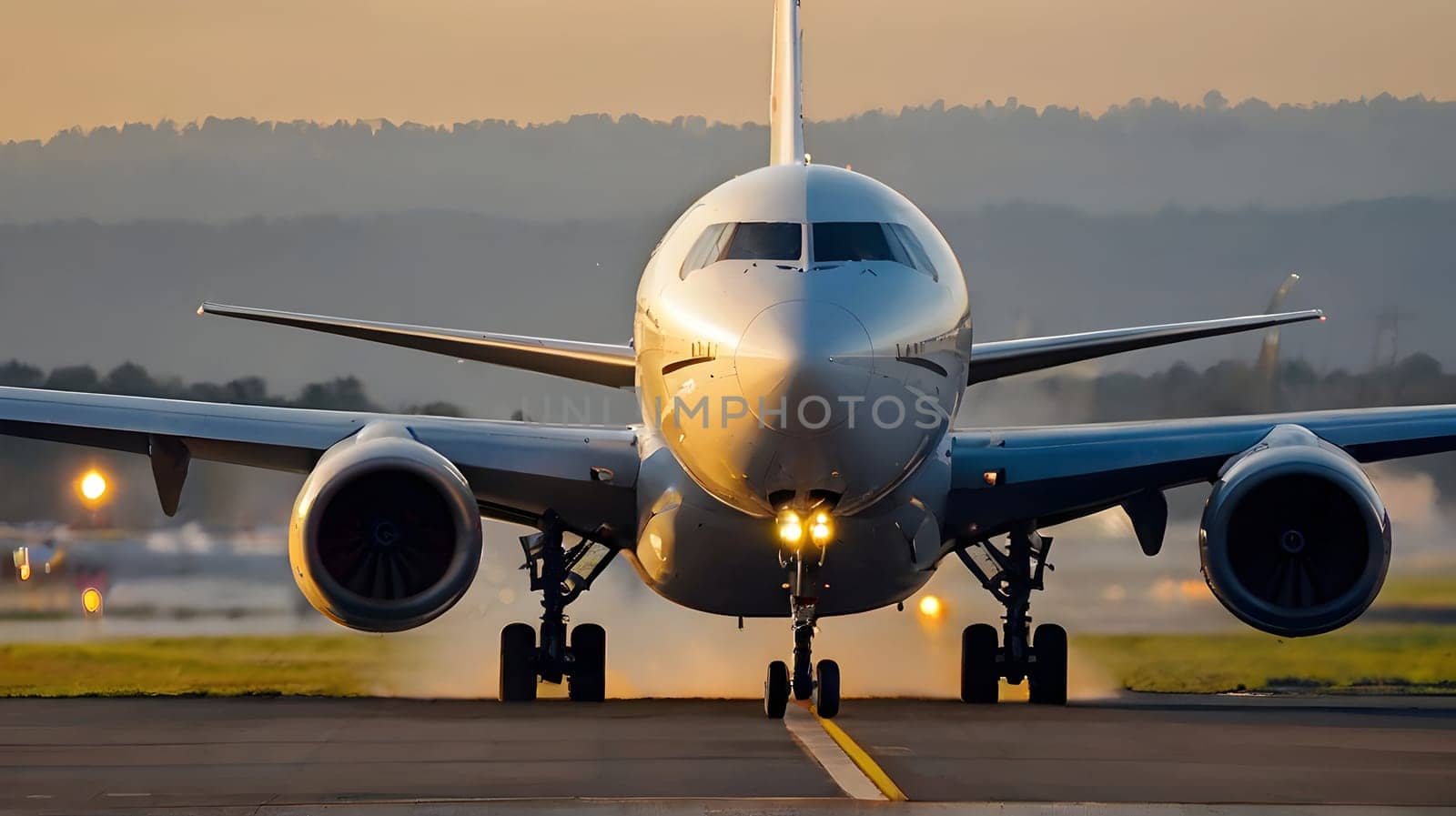 Airplane in the airport after take off