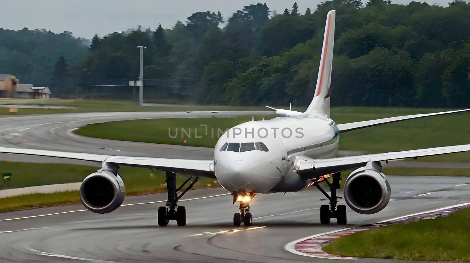 Airplane in the airport after take off