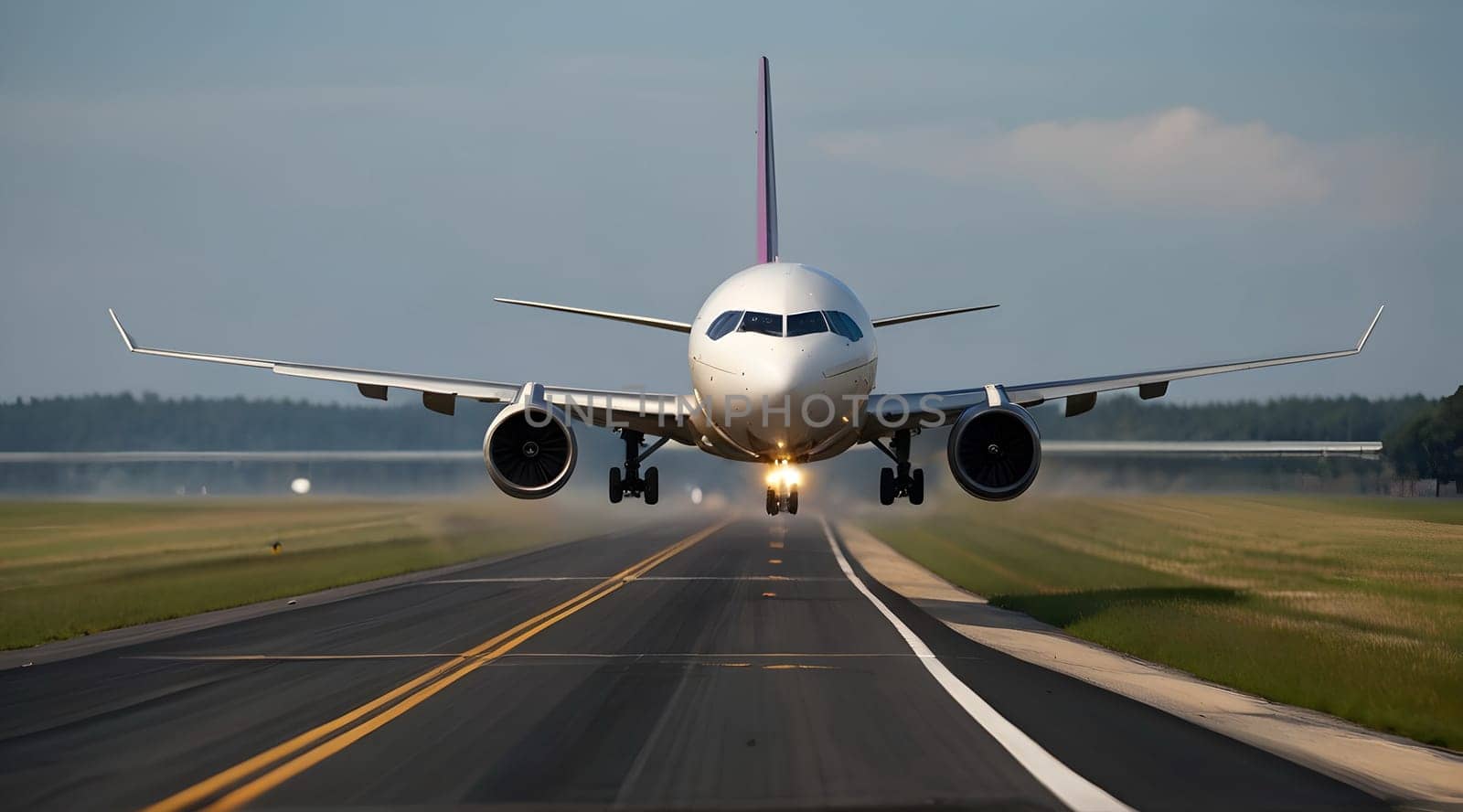 Airplane in the airport after take off