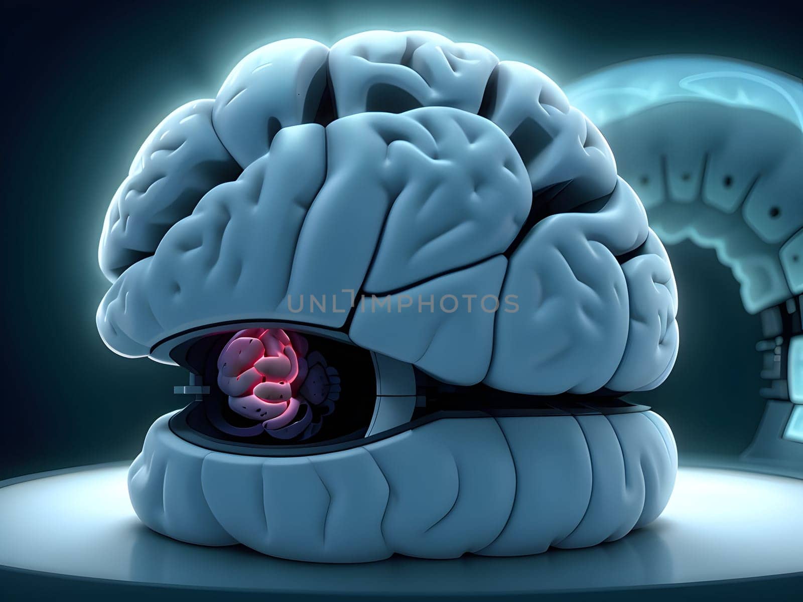 Abstract view of the brain MRi scan Xray