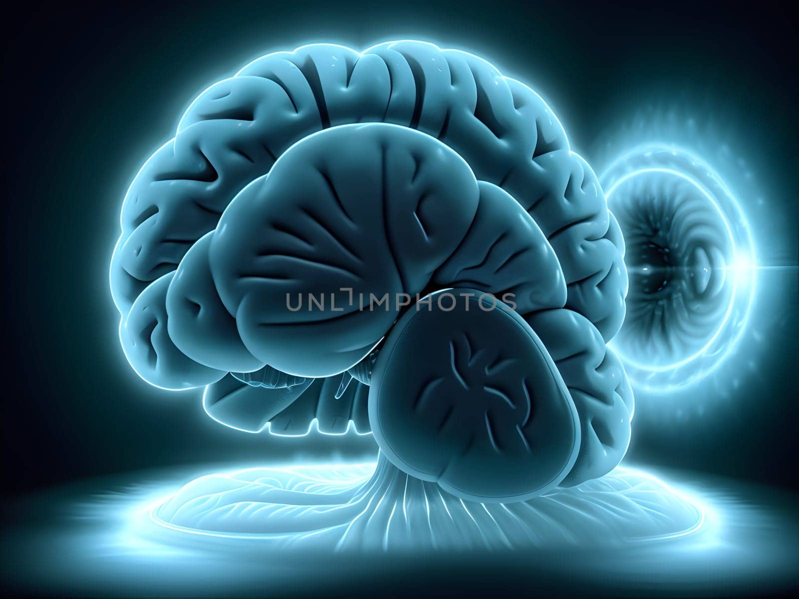 Abstract view of the brain MRi scan Xray