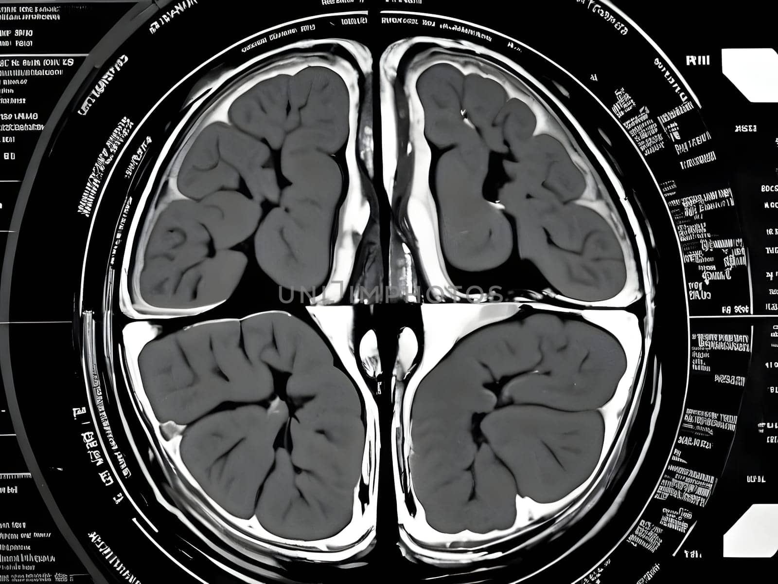 Abstract view of the brain MRi scan Xray