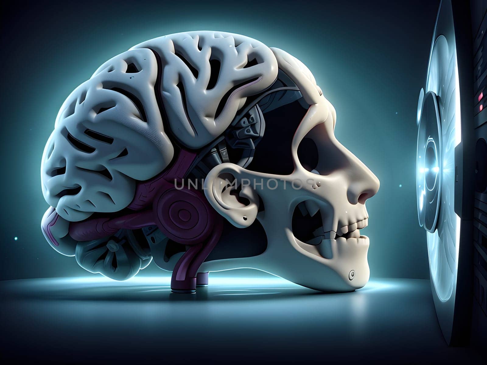 Abstract view of the brain MRi scan Xray