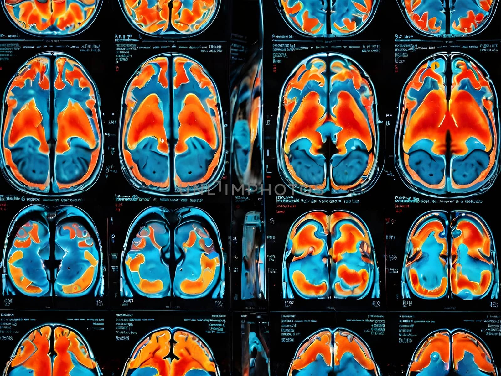 Abstract view of the brain MRi scan Xray