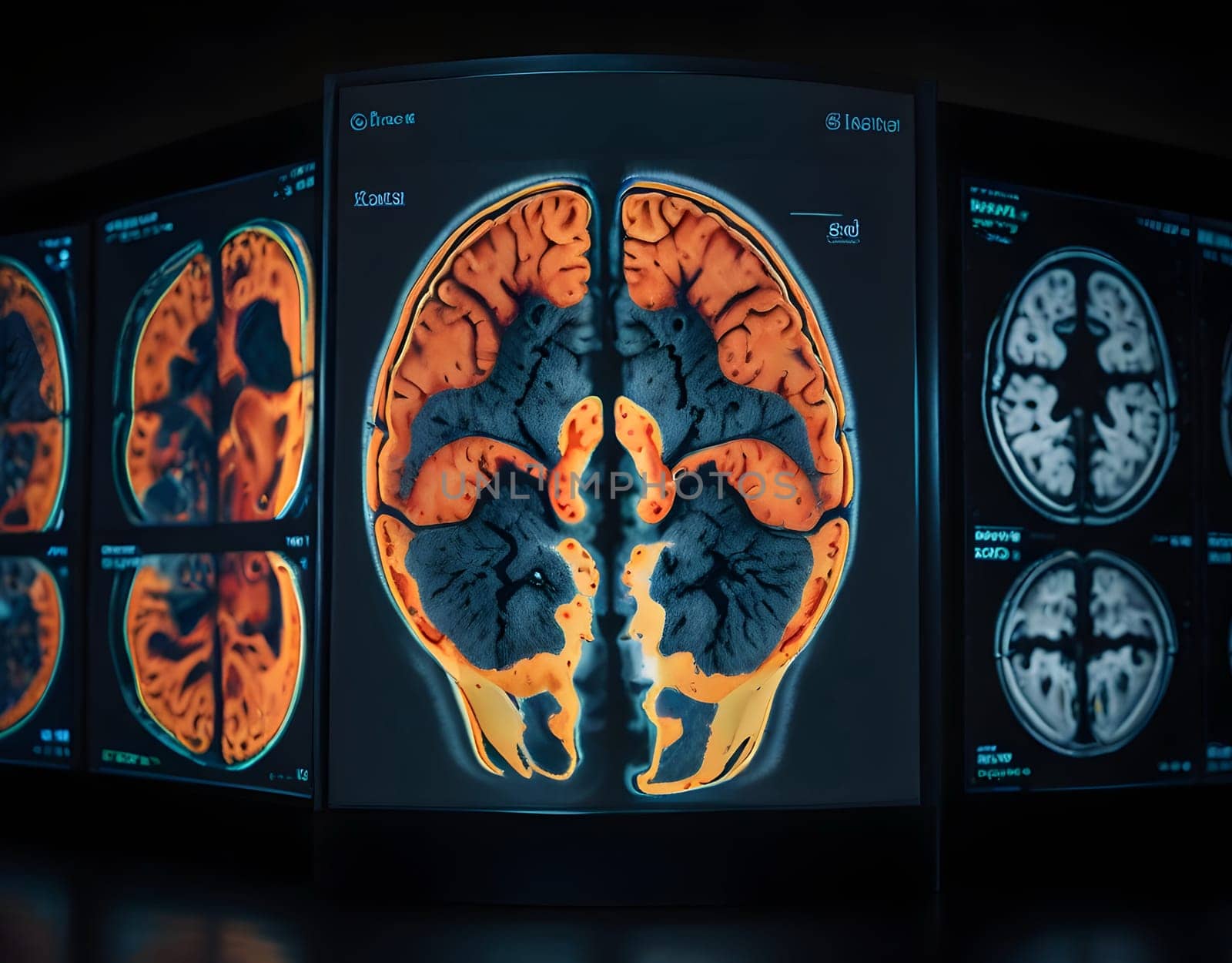 Abstract view of the brain MRi scan Xray