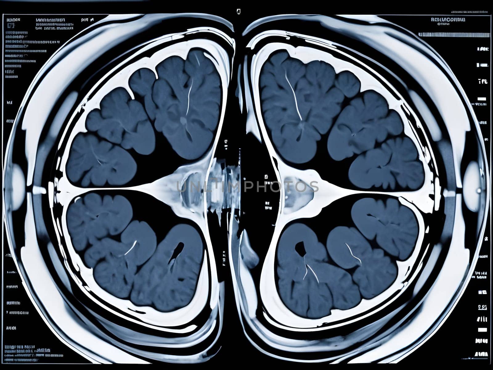 Abstract view of the brain MRi scan Xray