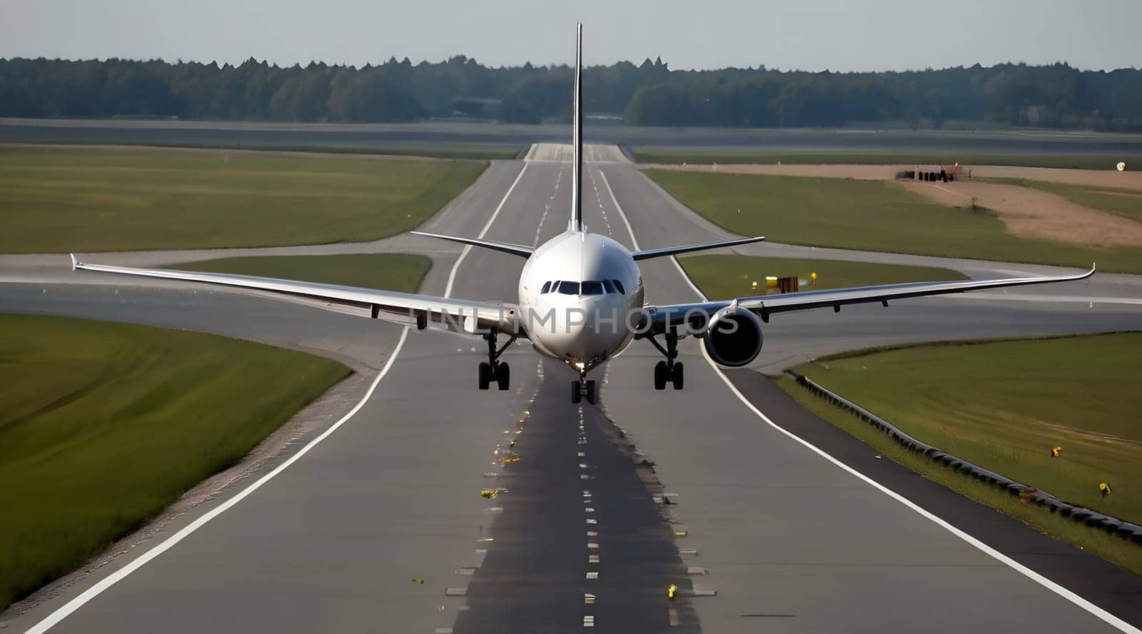 Airplane in the airport after take off