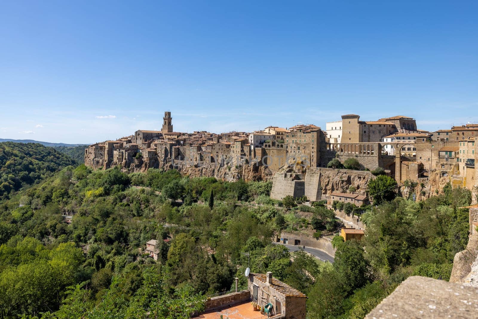 Pitigliano - the picturesque medieval town founded in Etruscan time on the tuff hill in Tuscany, Italy.