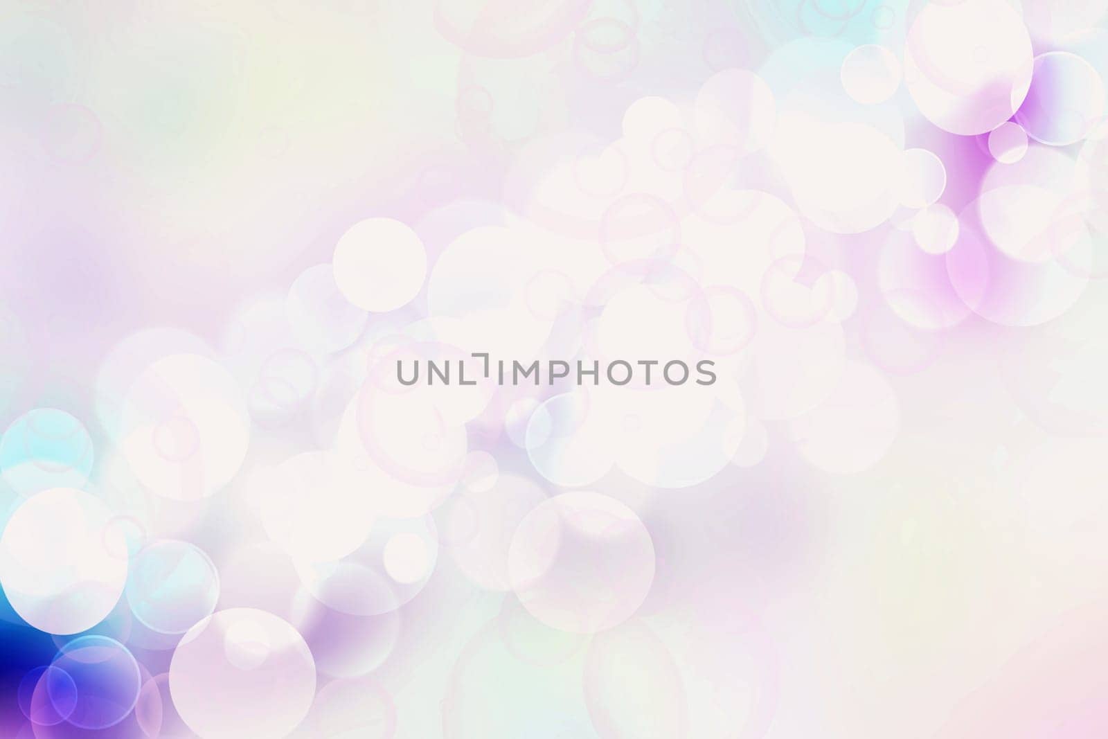 Abstract blurred fresh vivid spring summer light delicate pastel blue turquoise pink white bokeh background texture with bright circular soft color lights. Beautiful backdrop illustration.