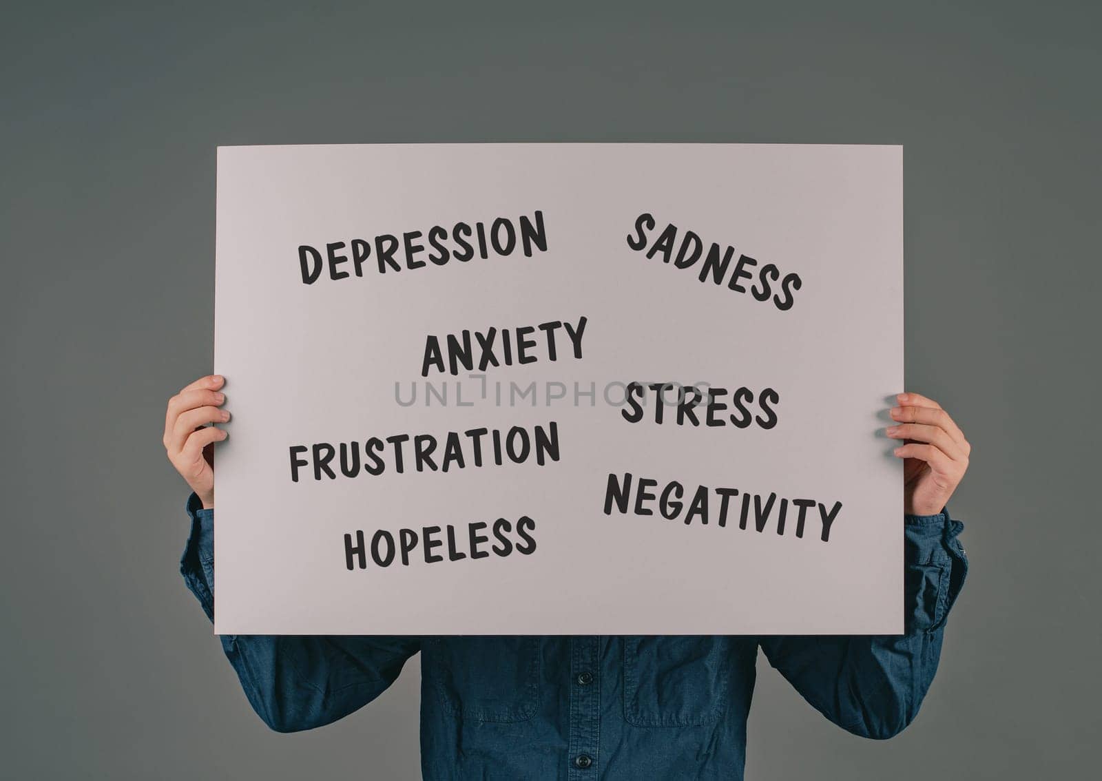Sadness, depression, frustration and negativity, mental health concept, hopeless and stressed mind, melancholy and grief