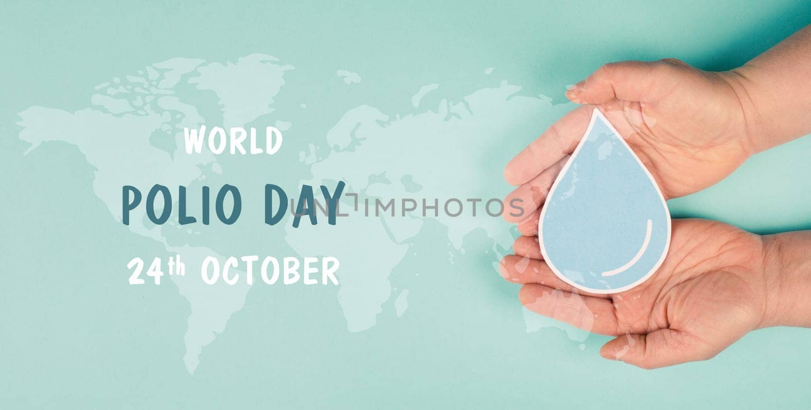 World polio day in october, awareness for Poliomyelitis, virus transmitted by contaminated water, personal contact, paralysis of central nervous system