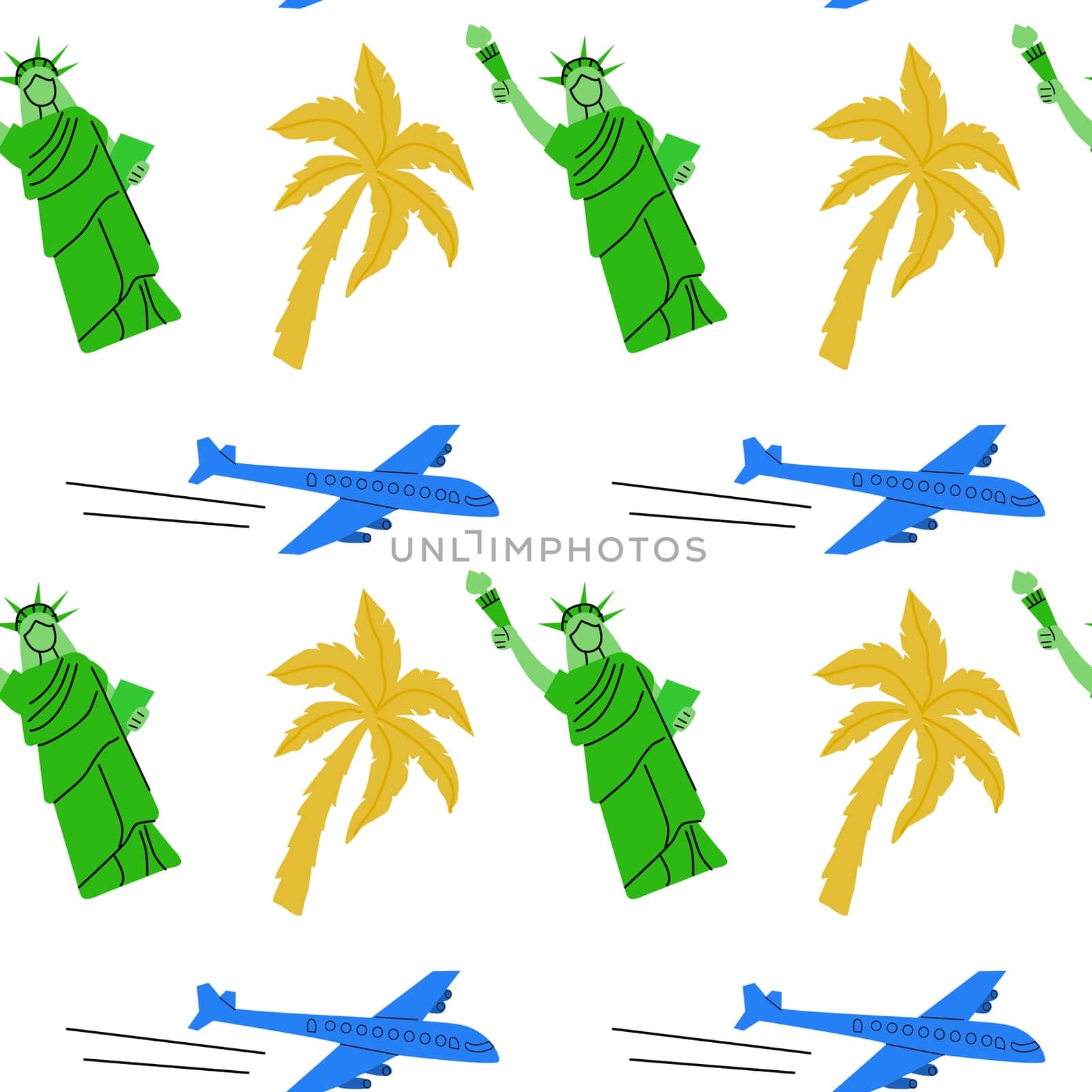 Travel destinations summer seamless pattern. Can used for textile, cover design, posters. Modern flat style.