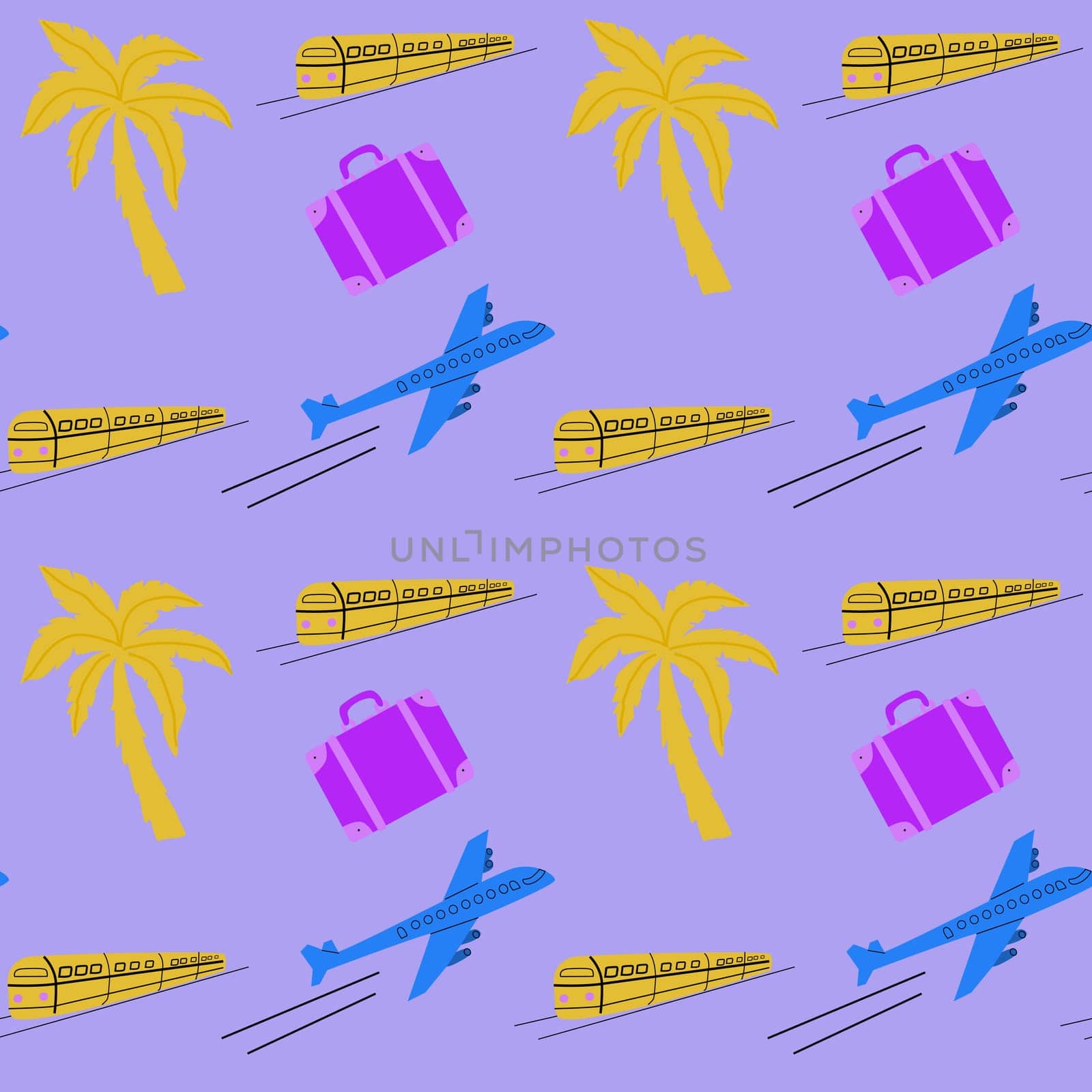 Travel destinations summer seamless pattern. Can used for textile, cover design, posters. Modern flat style.