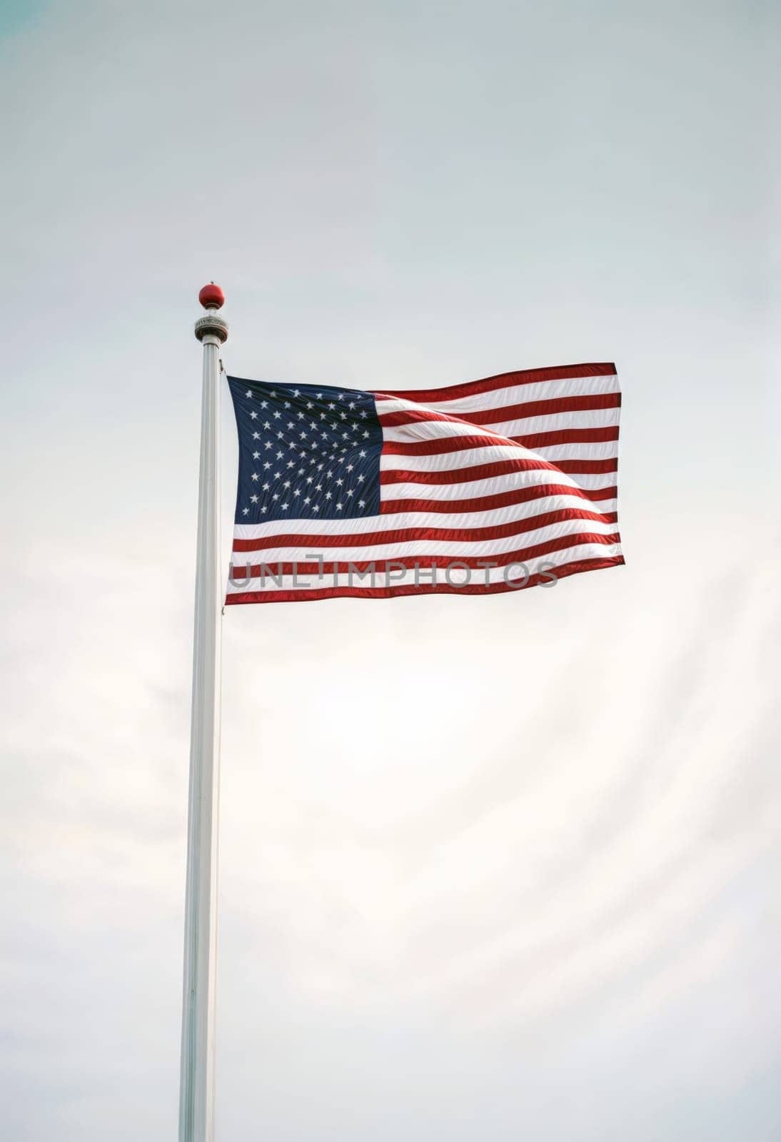 AI generated of an american flag flying in the wind