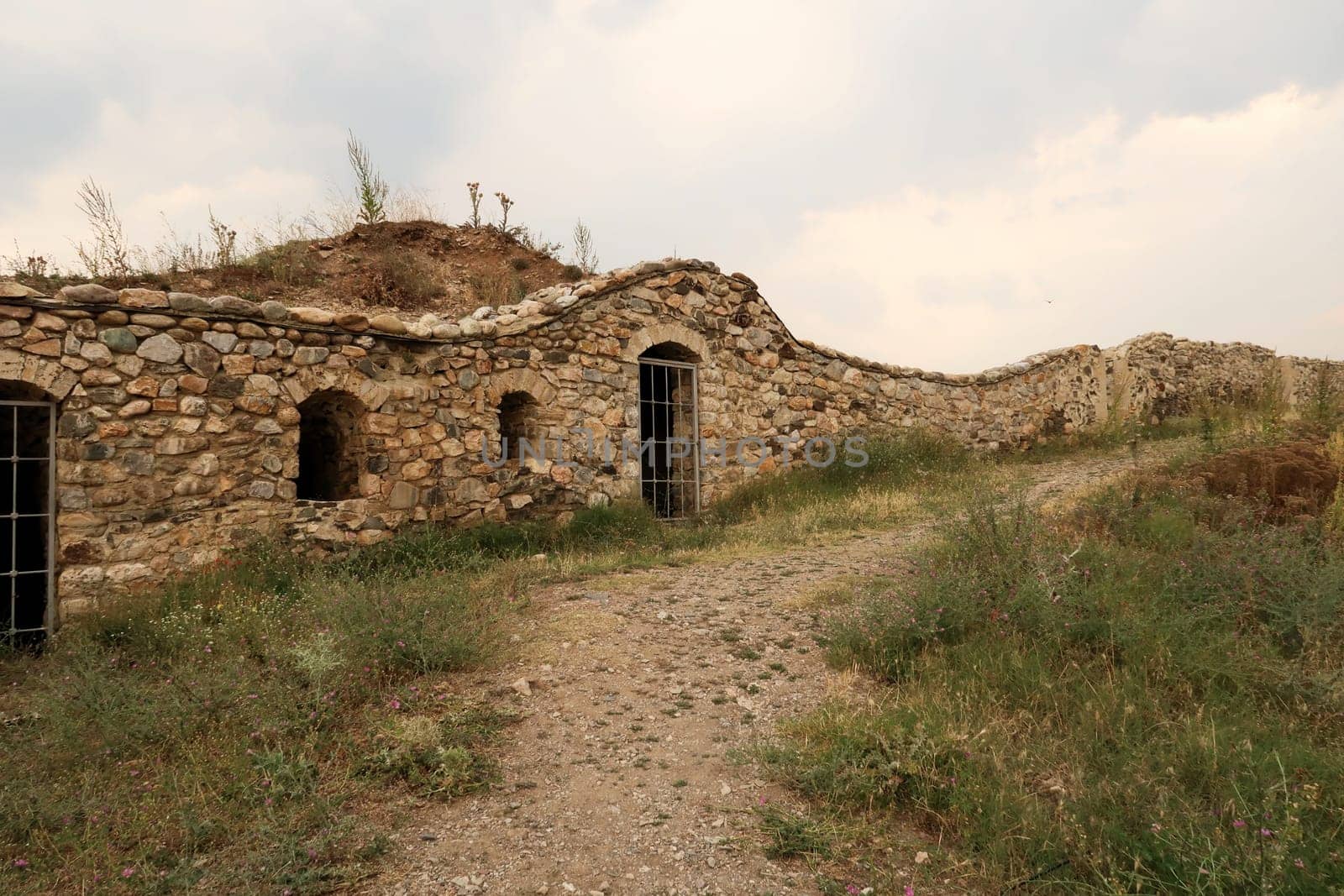 One of the outer walls of the Prizren Fortress on a hilltop in Prizren, Kosovo 2022