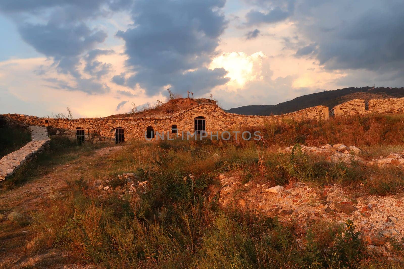 One of the outer walls of the Prizren Fortress at golden hour, Prizren, Kosovo 2022