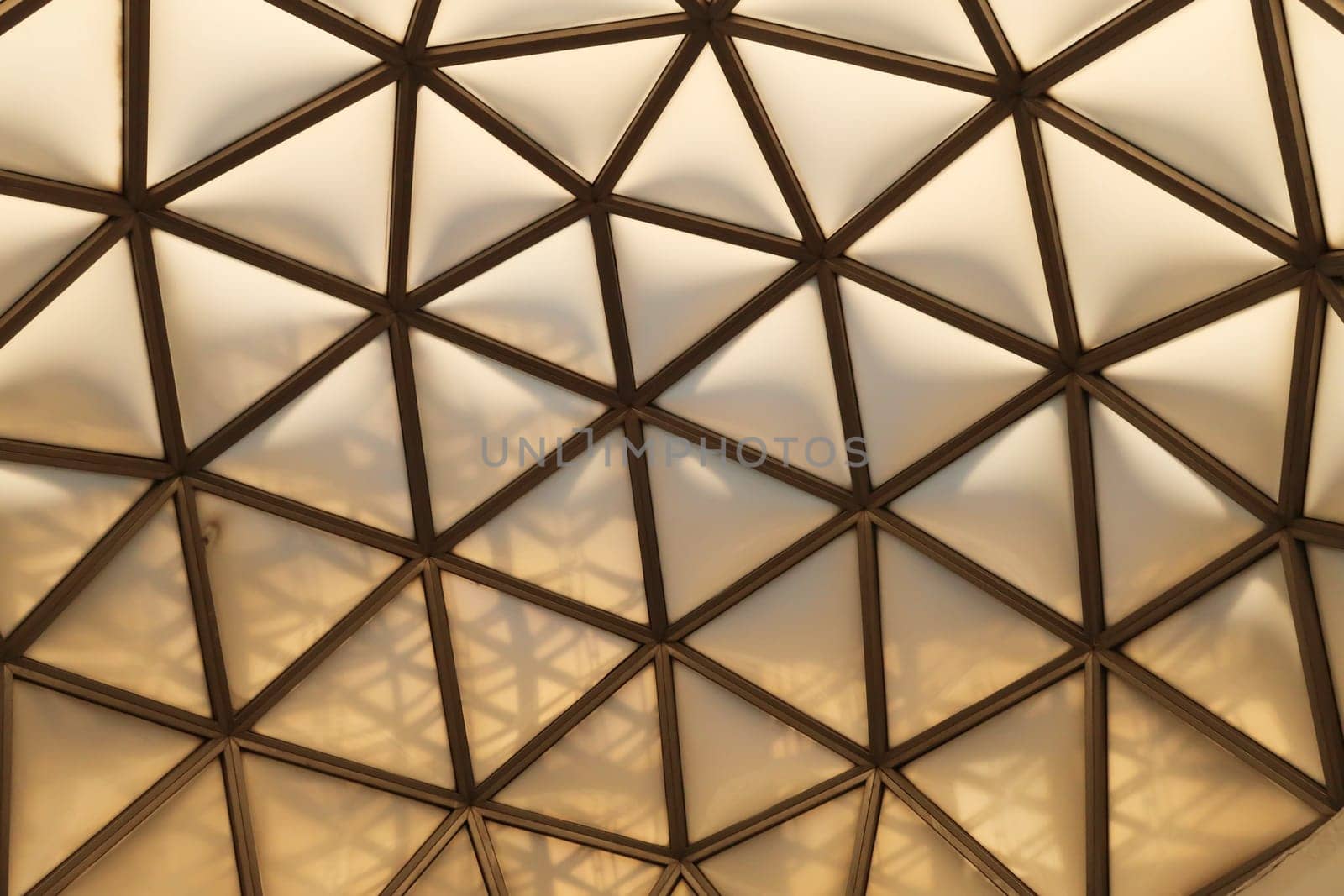 Close look from inside onto the geometric pattern of one of the domes, cupolas of the National University Library of Kosovo, Prishtina, Pristina, Kosovo, 25th of July 2022