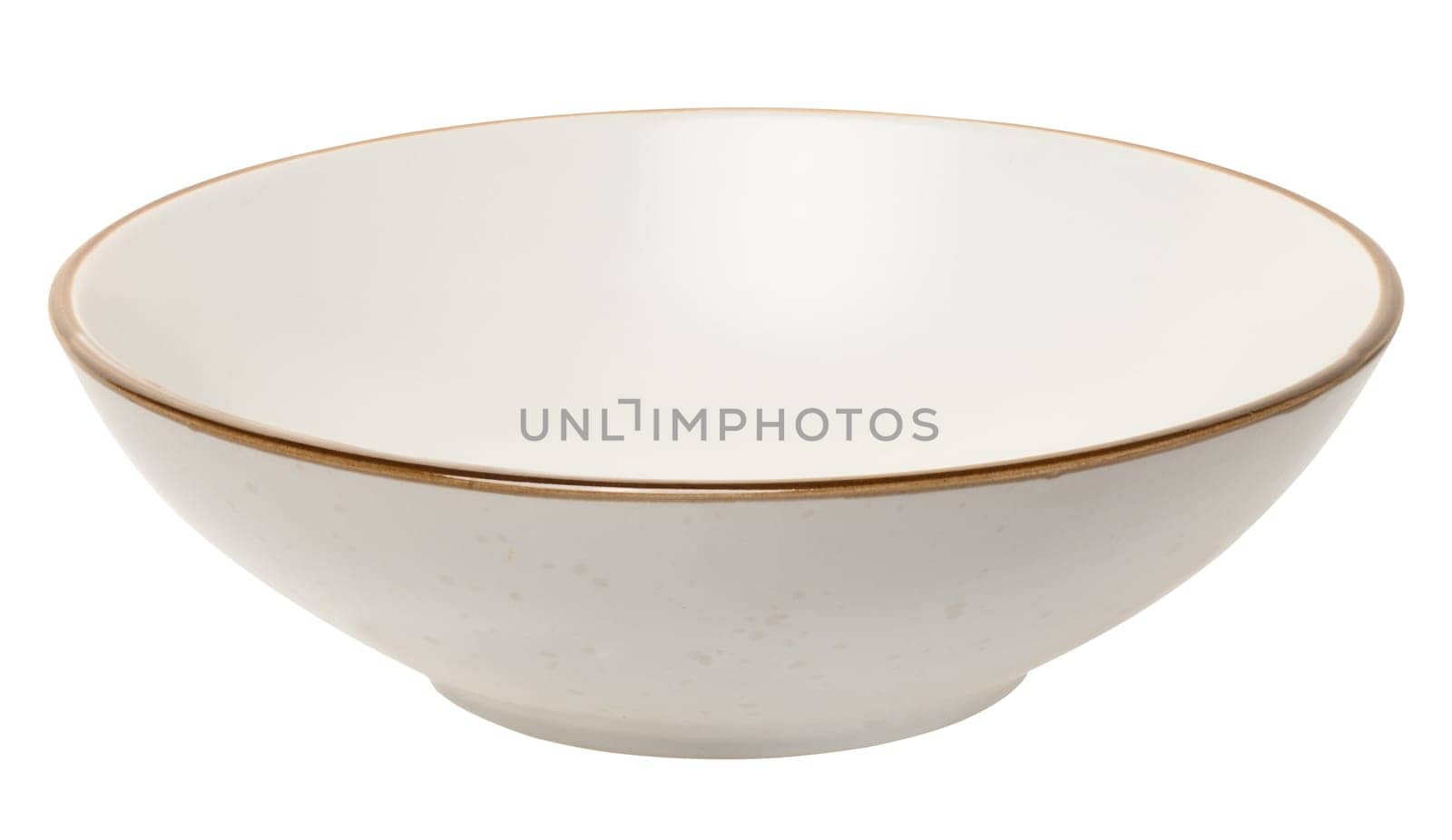 Empty white ceramic soup plate, isolated background