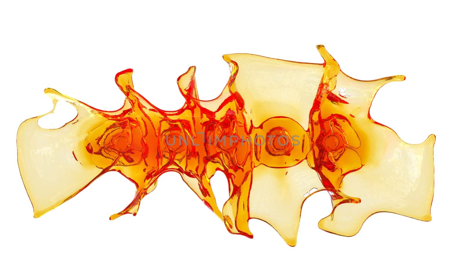 vibrant red and honey yellow liquid blend isolated white background