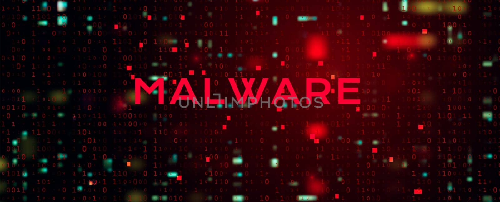 Digital Binary Code on Dark Red. Data Breach Concept