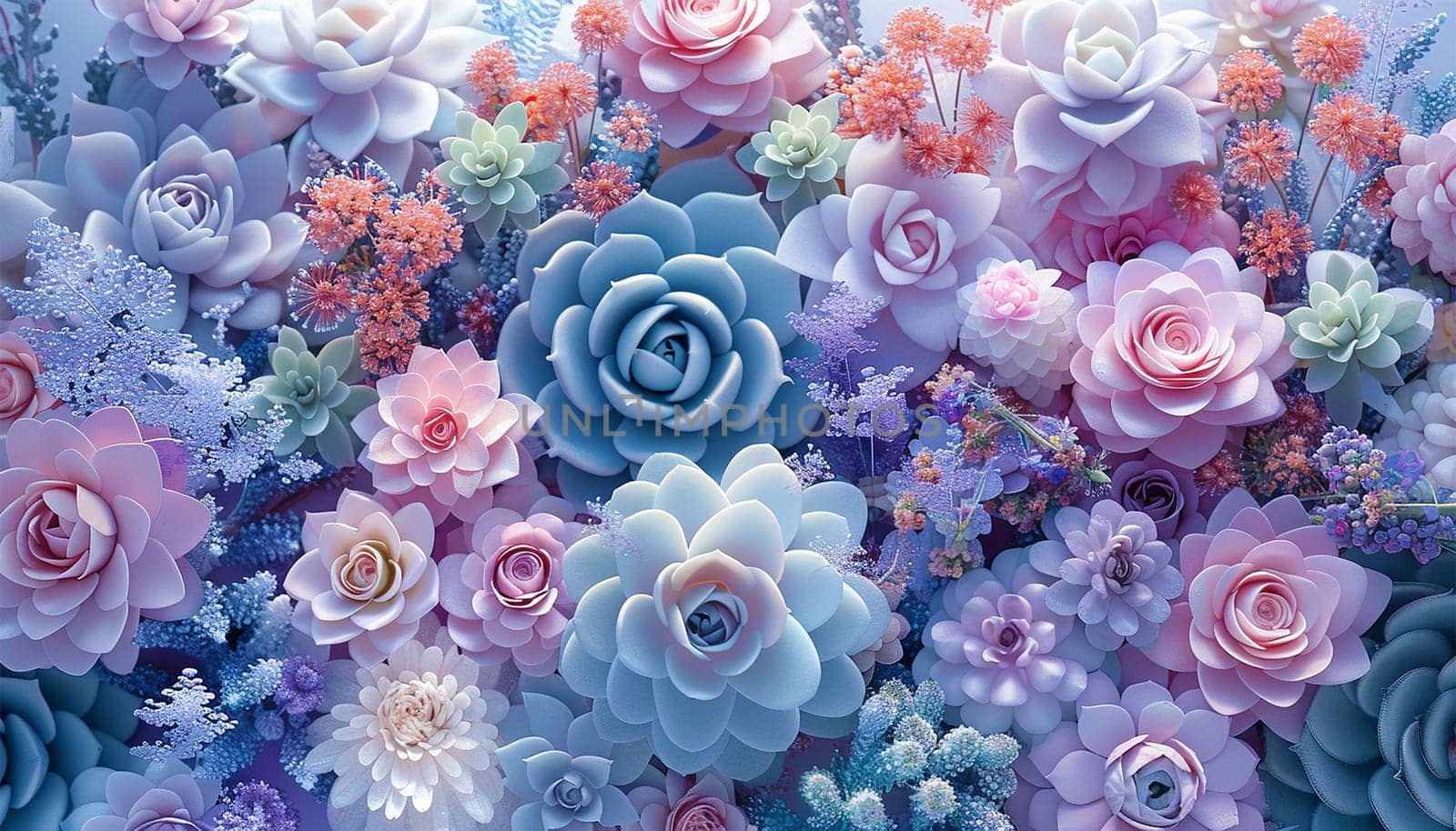 Abstract floral backdrop of purple flowers over pastel colors with soft style for spring or summer time. Banner background top view pastel flowers beauty