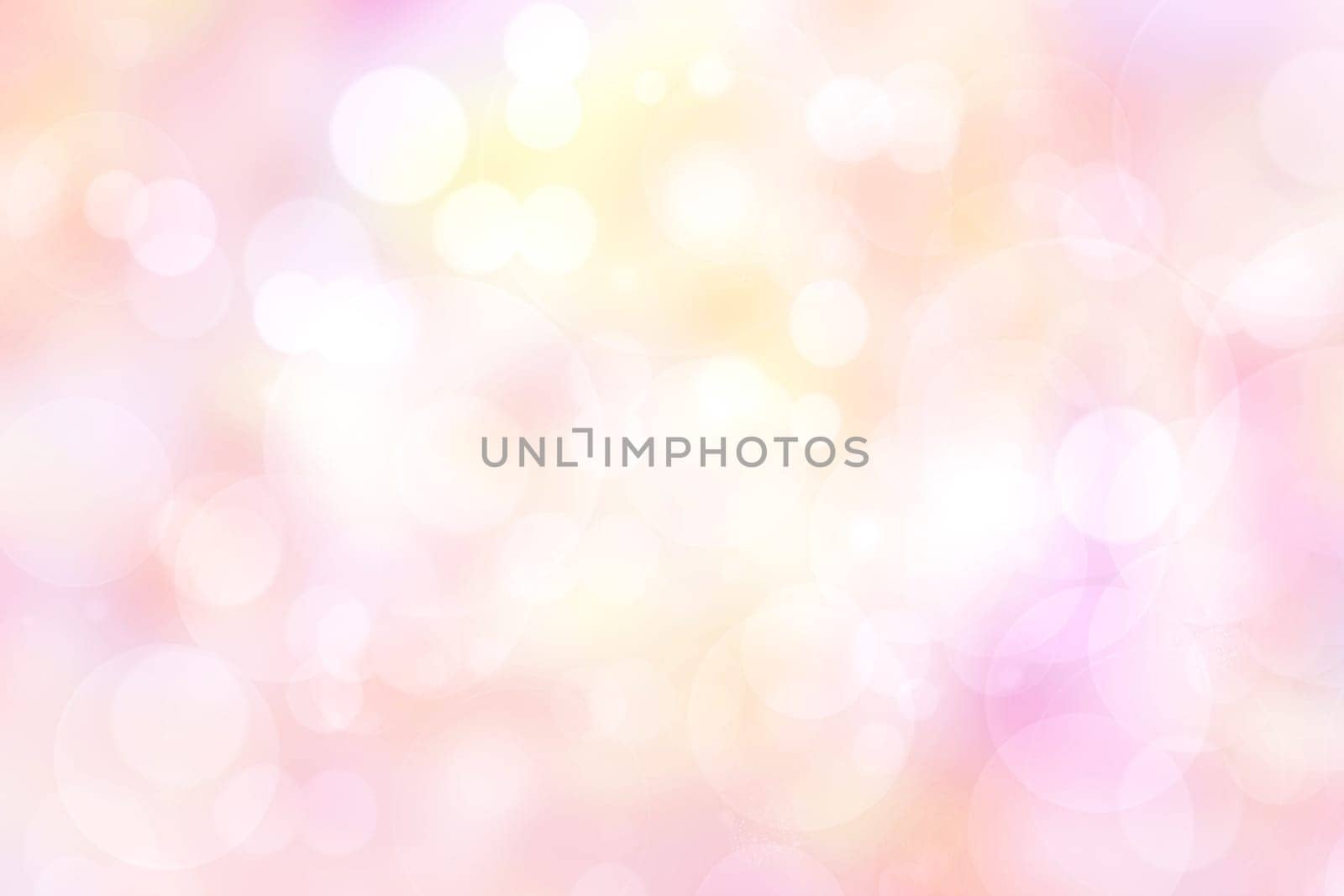 Abstract blurred fresh vivid spring summer light delicate pastel yellow pink orange bokeh background texture with bright circular soft color lights. Beautiful backdrop illustration.