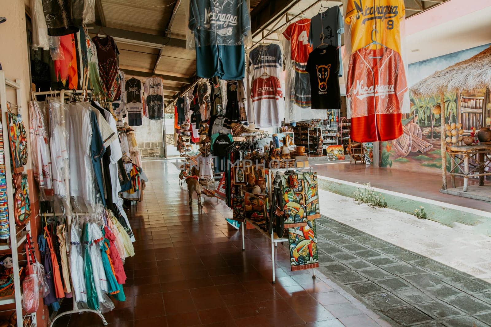 Local market of handicrafts and handmade products in Masaya Nicaragua. Cultural market and handicraft and traditional costumes of Masaya