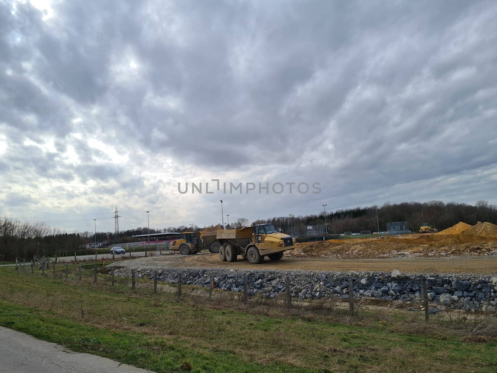 WÜLFRAHT NRW, GERMANY - FEBRUARY  23, 2021: Wülfrath Nrw, Germany - February 23, 2021: Caterpillar 793C Haul Truck, one of the biggest machineries for the mining industry