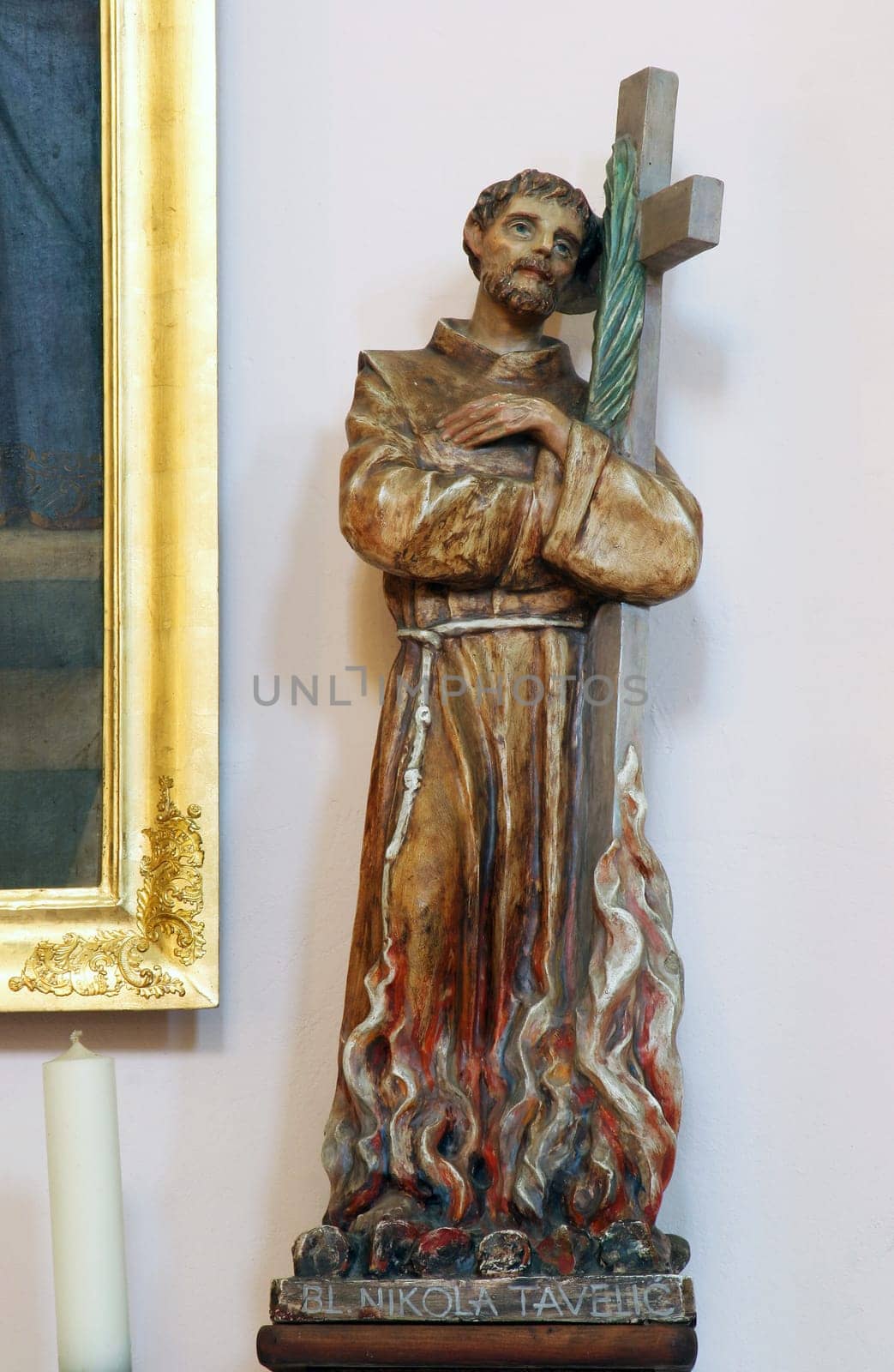 Saint Nicholas Tavelic, statue on the altar of Saint Anne in the parish church of Wounded Jesus in Gradec, Croatia
