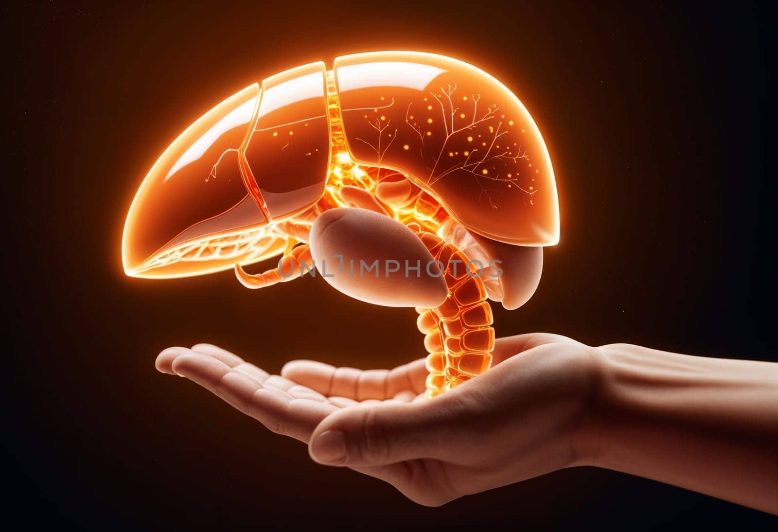 AI generated of the liver is shown in the hand of a person