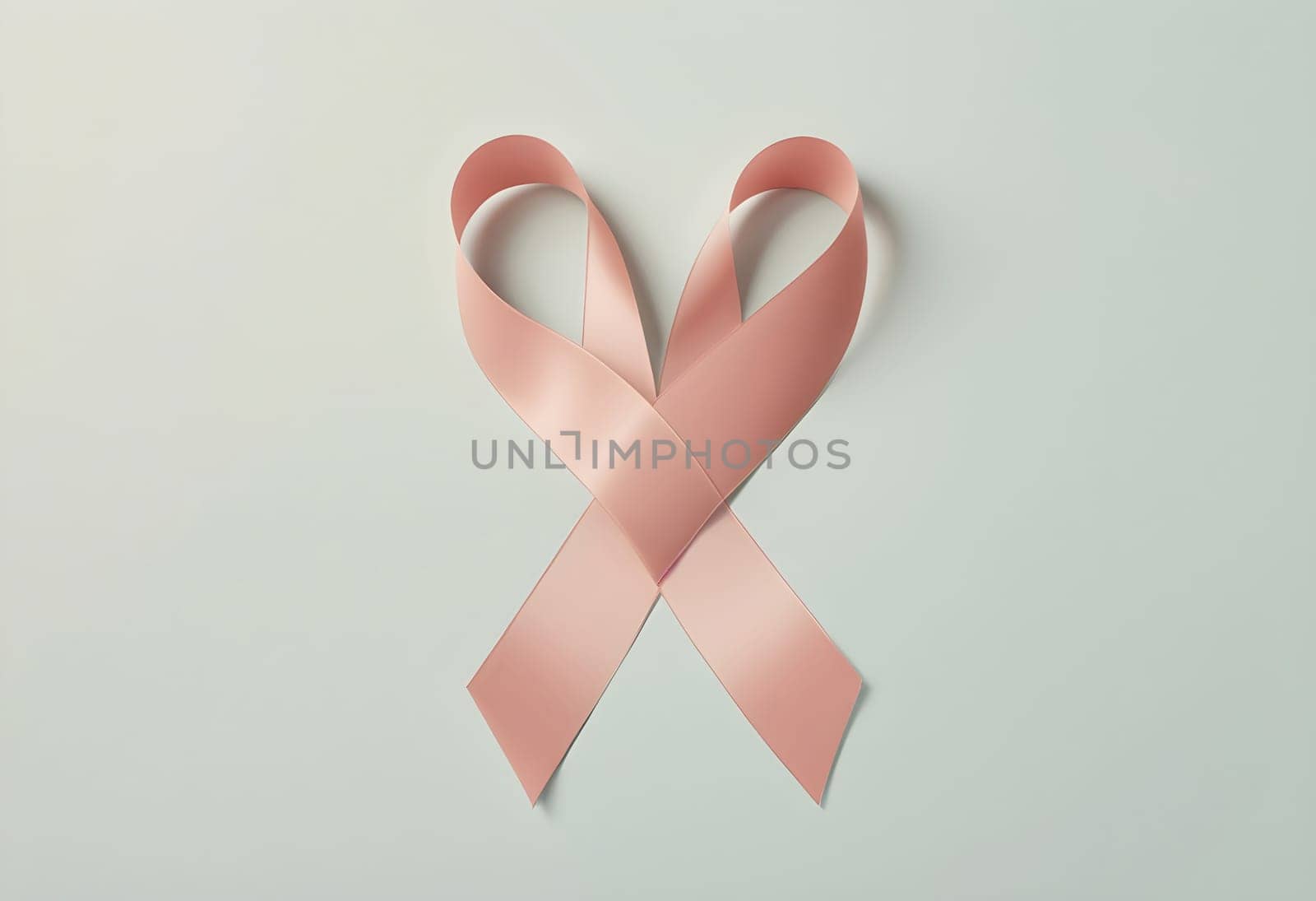 AI generated of soft pink pastel ribbon symbol breast cancer awareness concept on light green pastel background