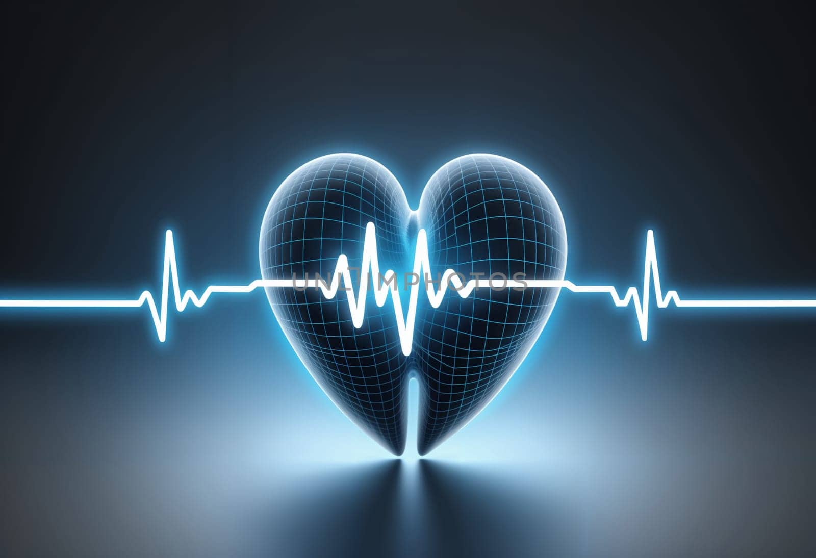 AI generated of heartbeat line and a liver with a blue background