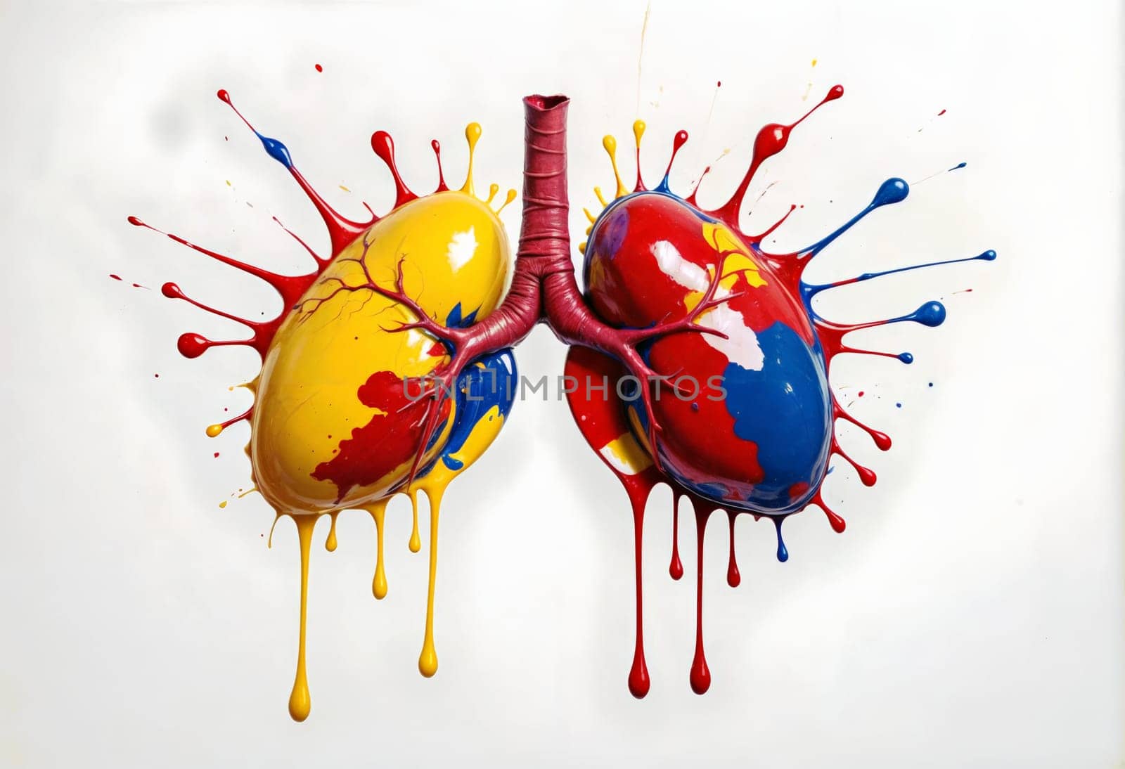 AI generated of a painting of a human heart with paint splatters