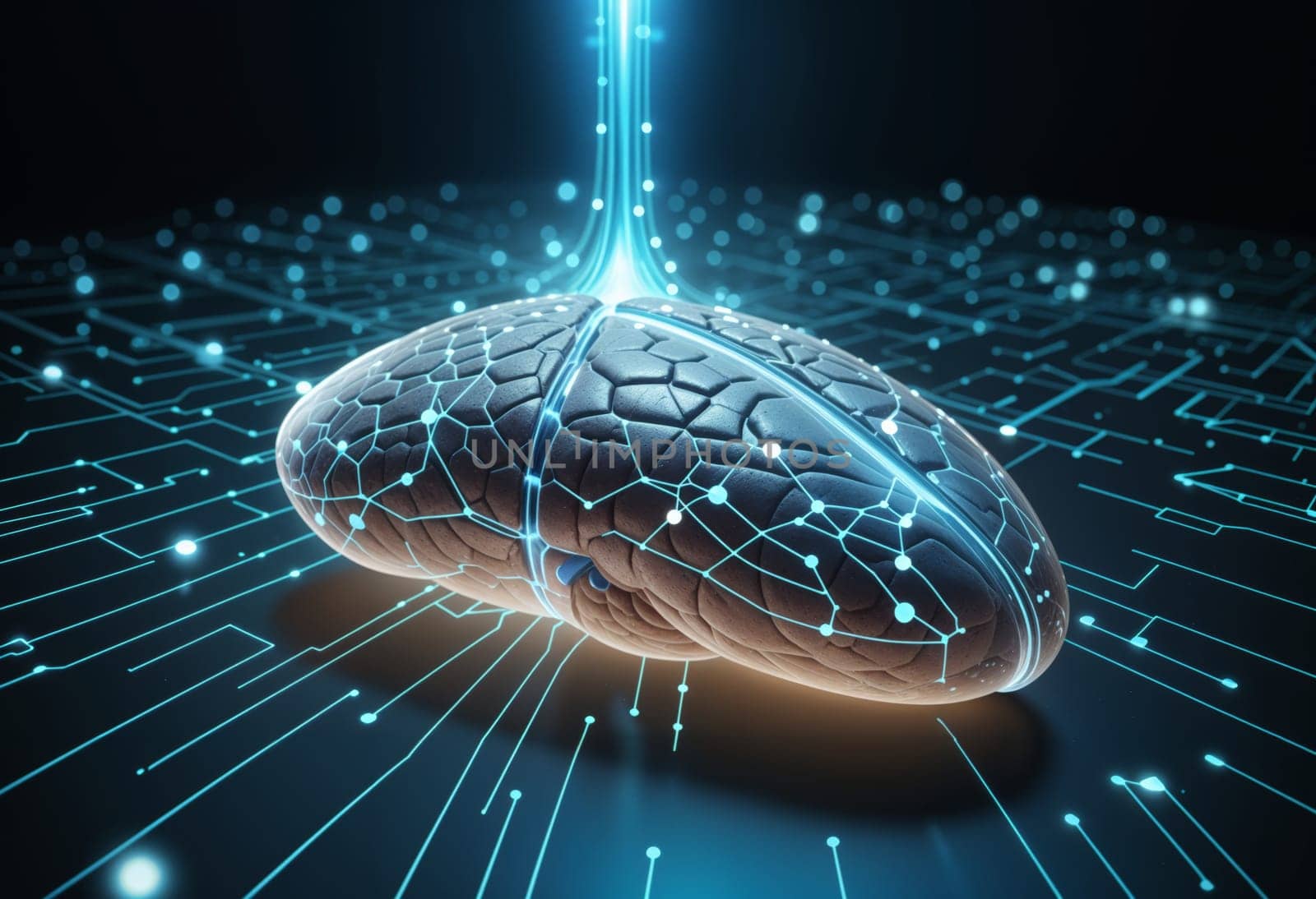 AI generated of the brain is surrounded by a network of lines
