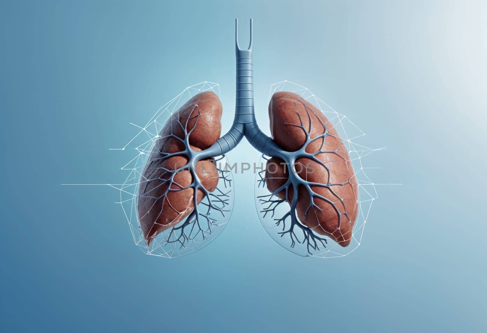 AI generated of a blue background with the image of a human heart