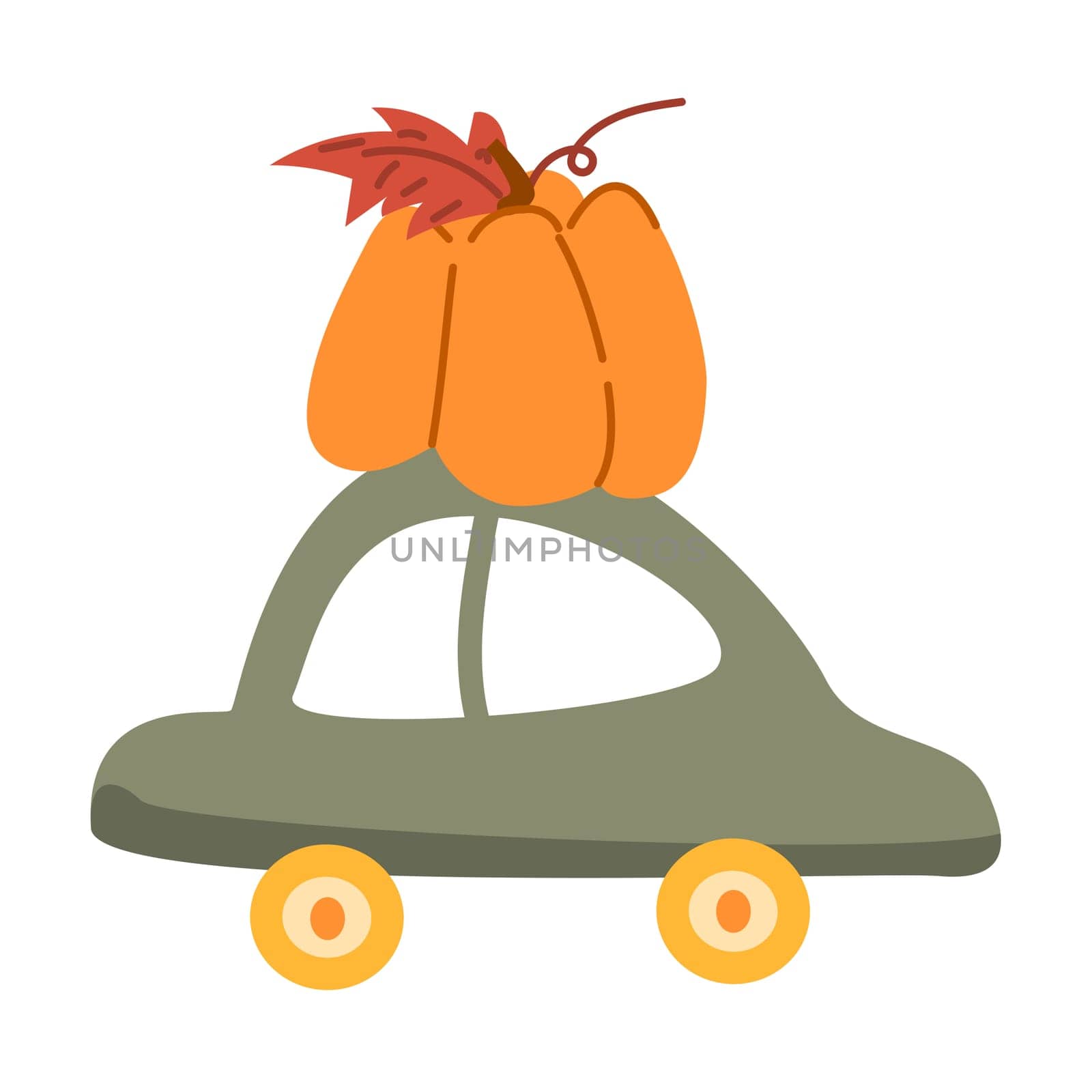 Autumn fall festival thanksgiving day elements background with vehicle. Fall harvest party design.Thanksgiving day banner, border or greeting card.