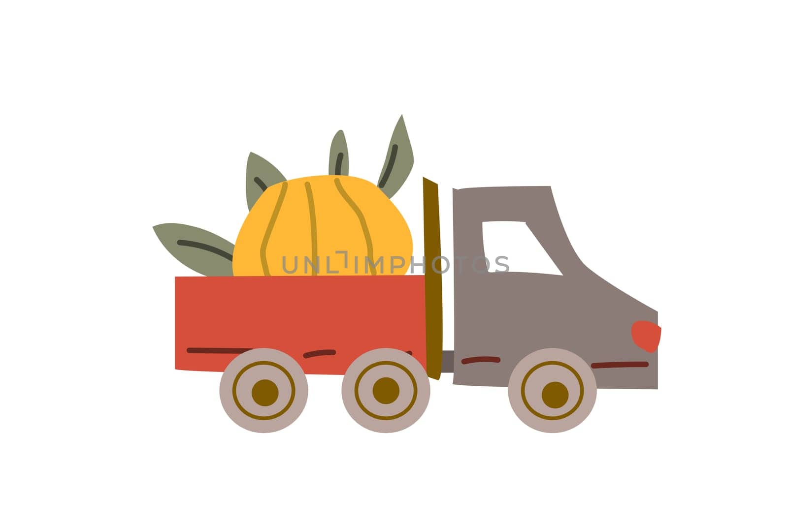 Autumn fall festival thanksgiving day elements background with vehicle. Fall harvest party design.Thanksgiving day banner, border or greeting card.