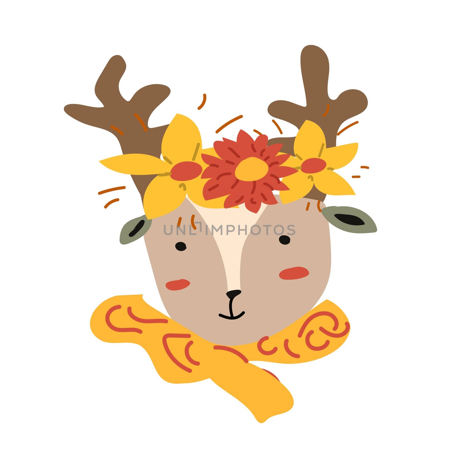 Autumn fall thanksgiving animal character with fall leaves and harvest. Wild animal greeting card for thanksgiving holiday, autumn festival, harvest celebration design.
