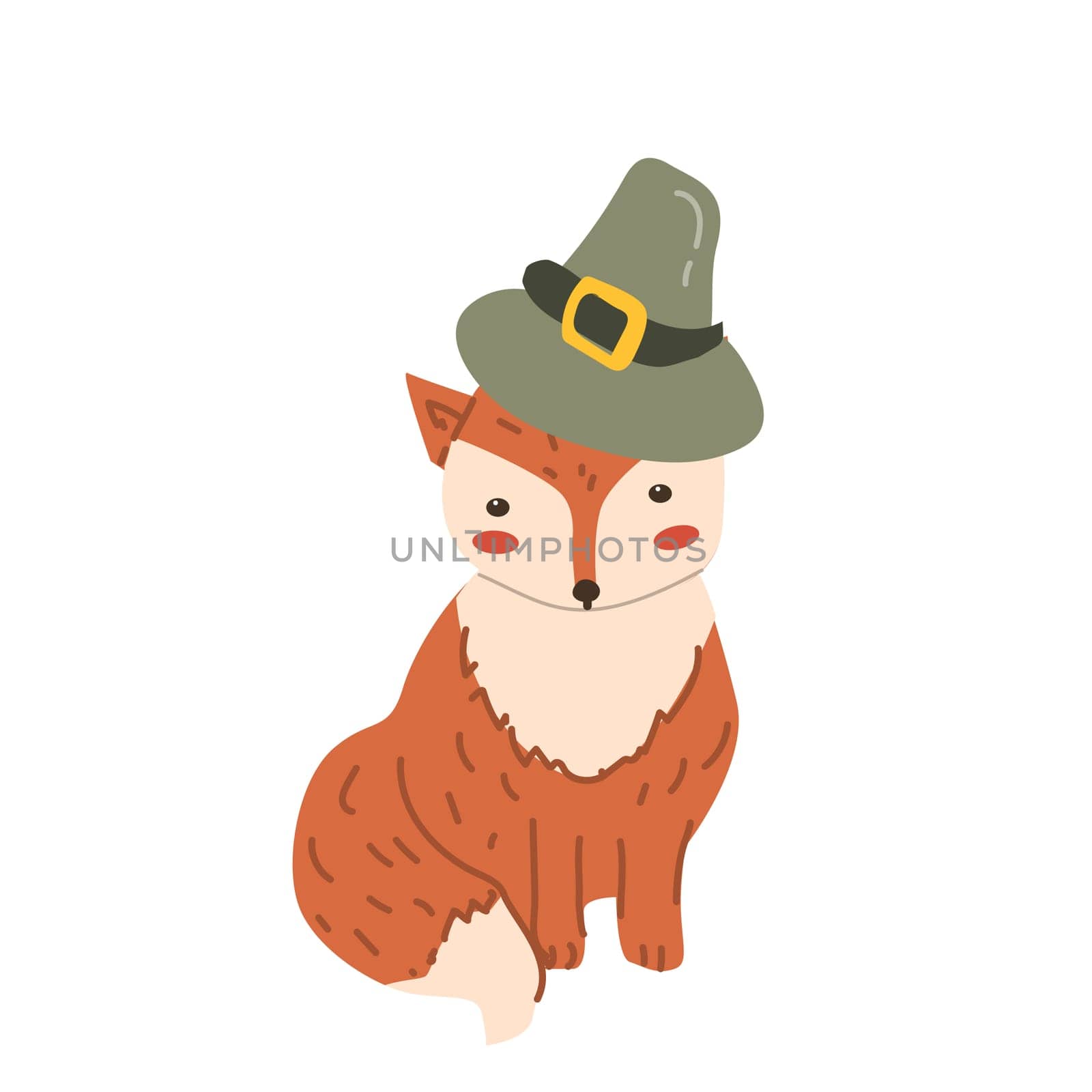 Autumn fall thanksgiving animal character in hat. Wild animal for greeting card for thanksgiving holiday, autumn festival, harvest celebration design.
